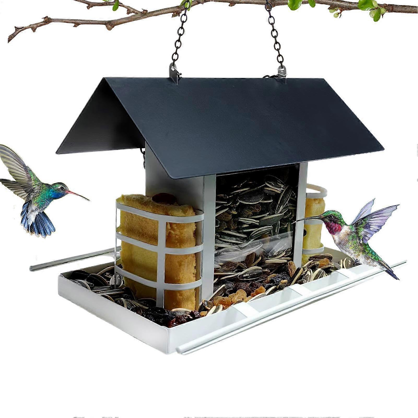 Bird Feeder for Hummingbirds and Small Birds Weatherproof 360 Degree Food Container for Goldfinches Sparrows and Chicks