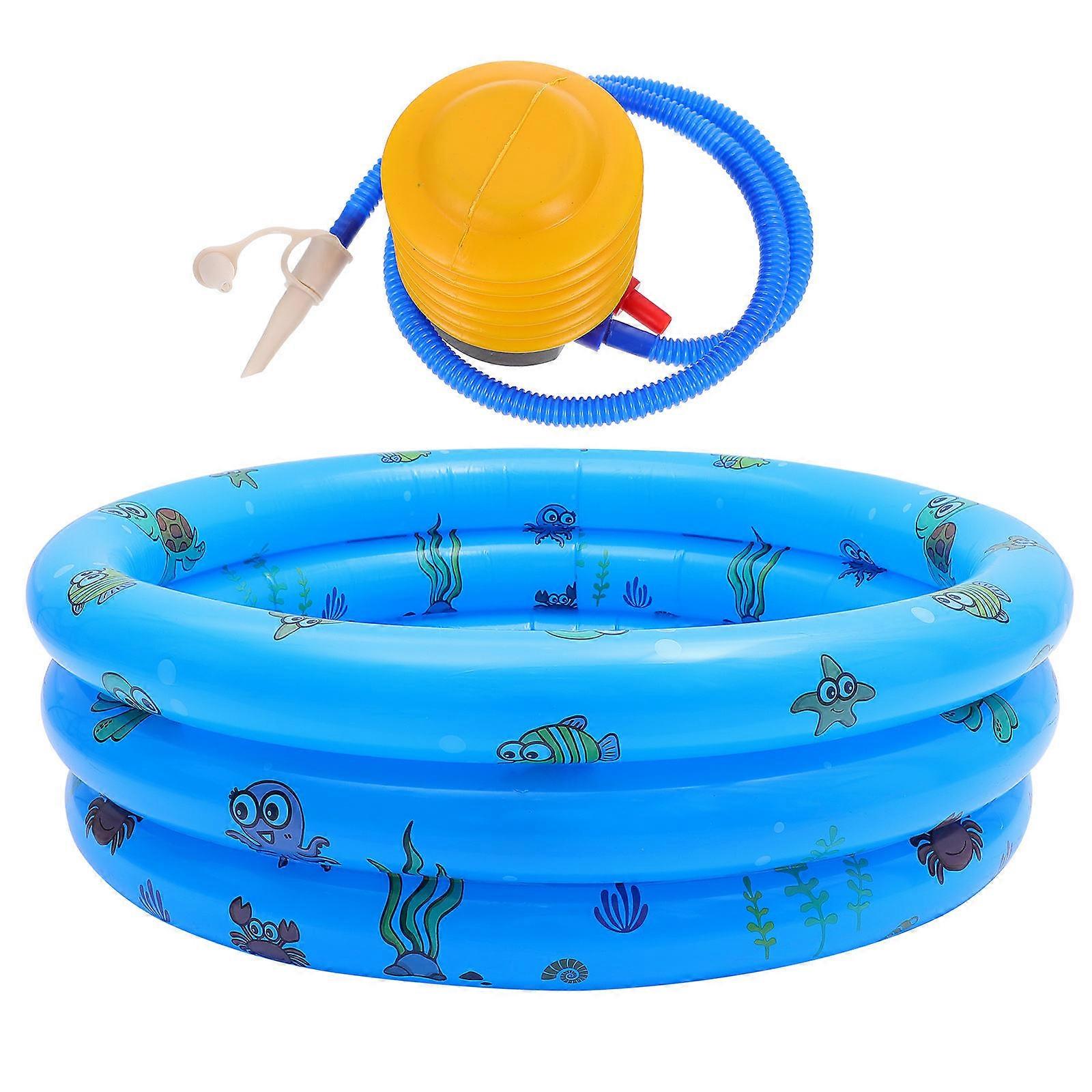 Inflatable Pool Baby Tricyclic for Families with Children Home Use Blue 100X100CM Swimming 1Set