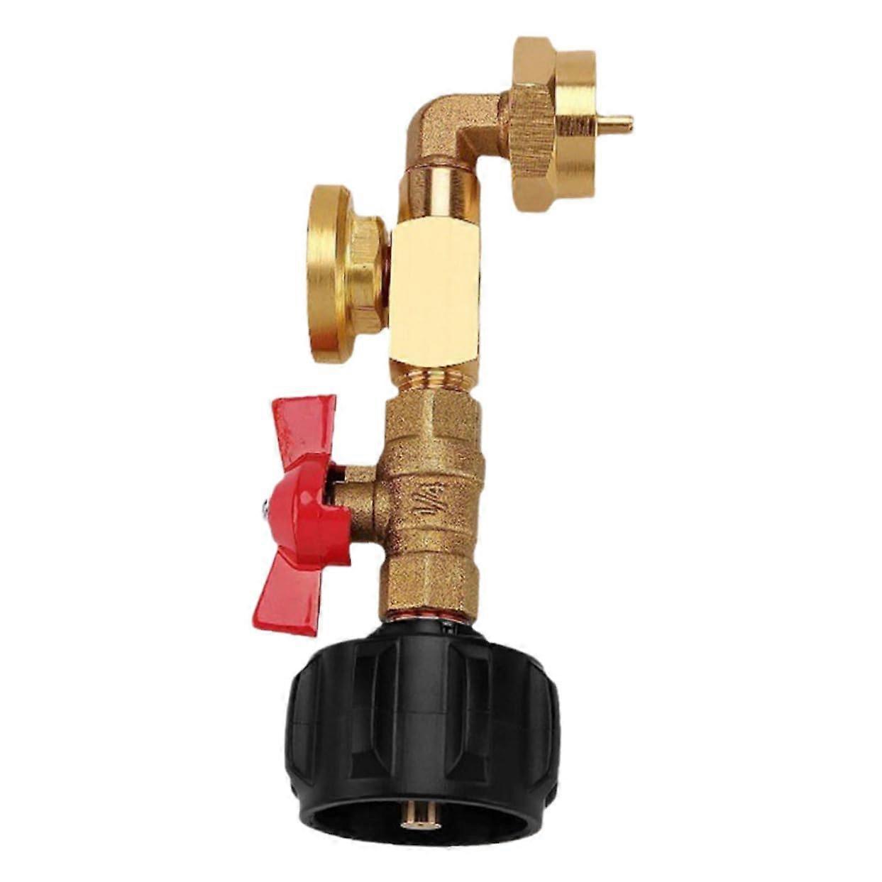 Tank Adapter with Pressure Gauge, Compact Level Indicator and Leak Detector for Barbecues, Camping and Heaters, Brass Adapter for Safety