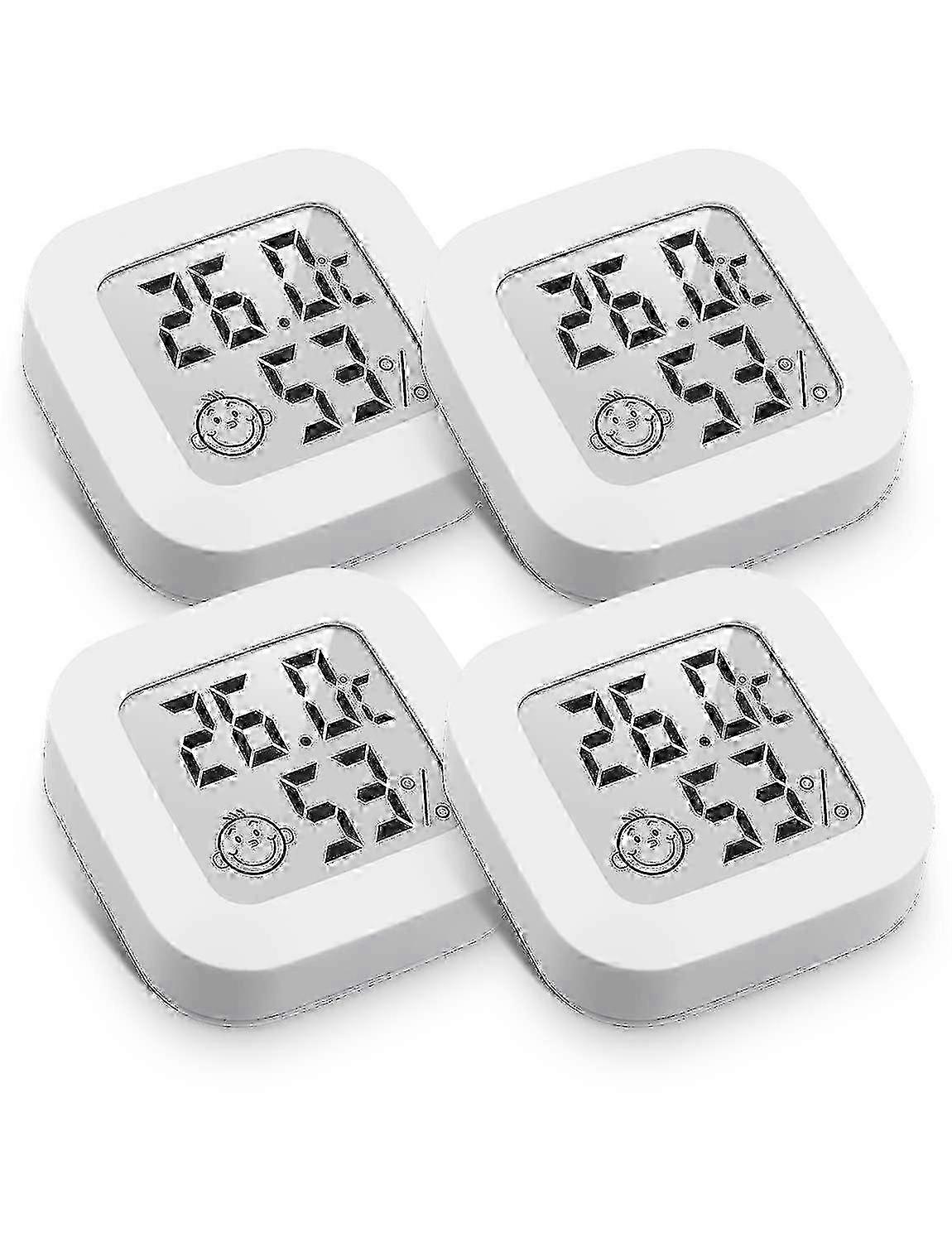 Mini High Precision Digital Indoor Thermometer Hygrometer, Comfort Level Indicator Suitable for Various Brands (4.3cm*4.3cm, White, 4)