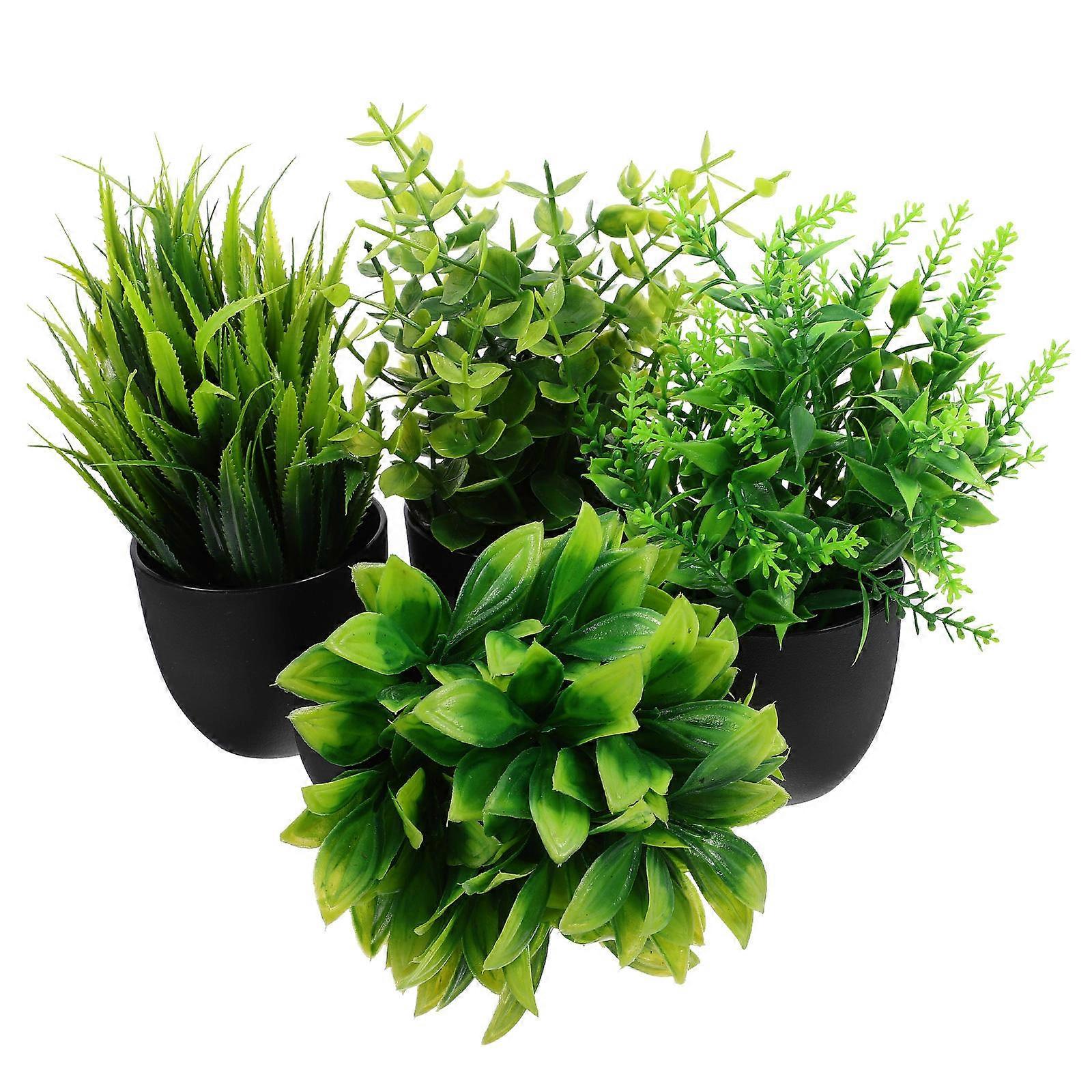 Artificial Plant in Pot Realistic Simulation for Decoration 4Pcs Pack