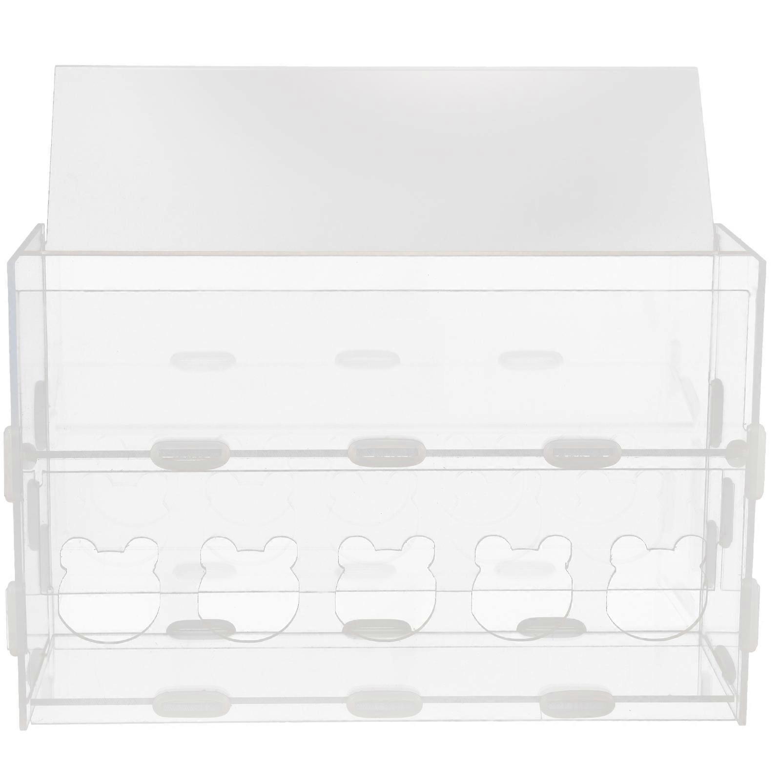 Rutin Chicken Feeding Box Transparent Acrylic Watering System For Small Pets 23.00X23.00X8.00CM 1Pack