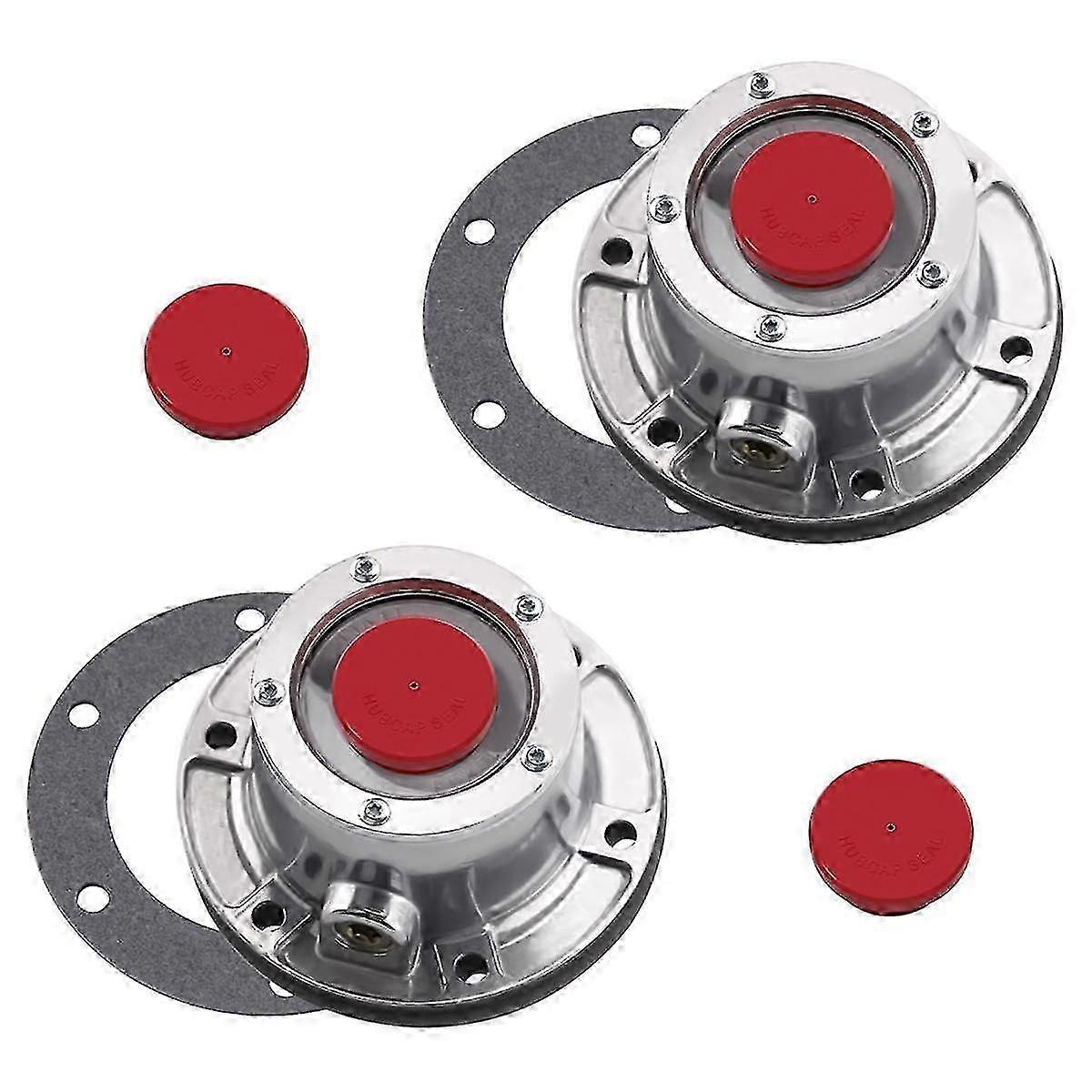 343-4024 Trailer Hub Caps for Stemco,Aluminum Hub Cap for Trailer Axle with Extra 4 Rubber Plugs and Gaskets(Pack of 2) Edition 0620