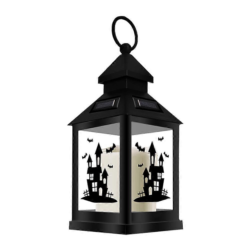 Solar Lantern Portable Solar Powered Energy Saving Halloween Decoration ABS PC Electronic Components 23X14X10CM Square Hollowed Design 1Pcs