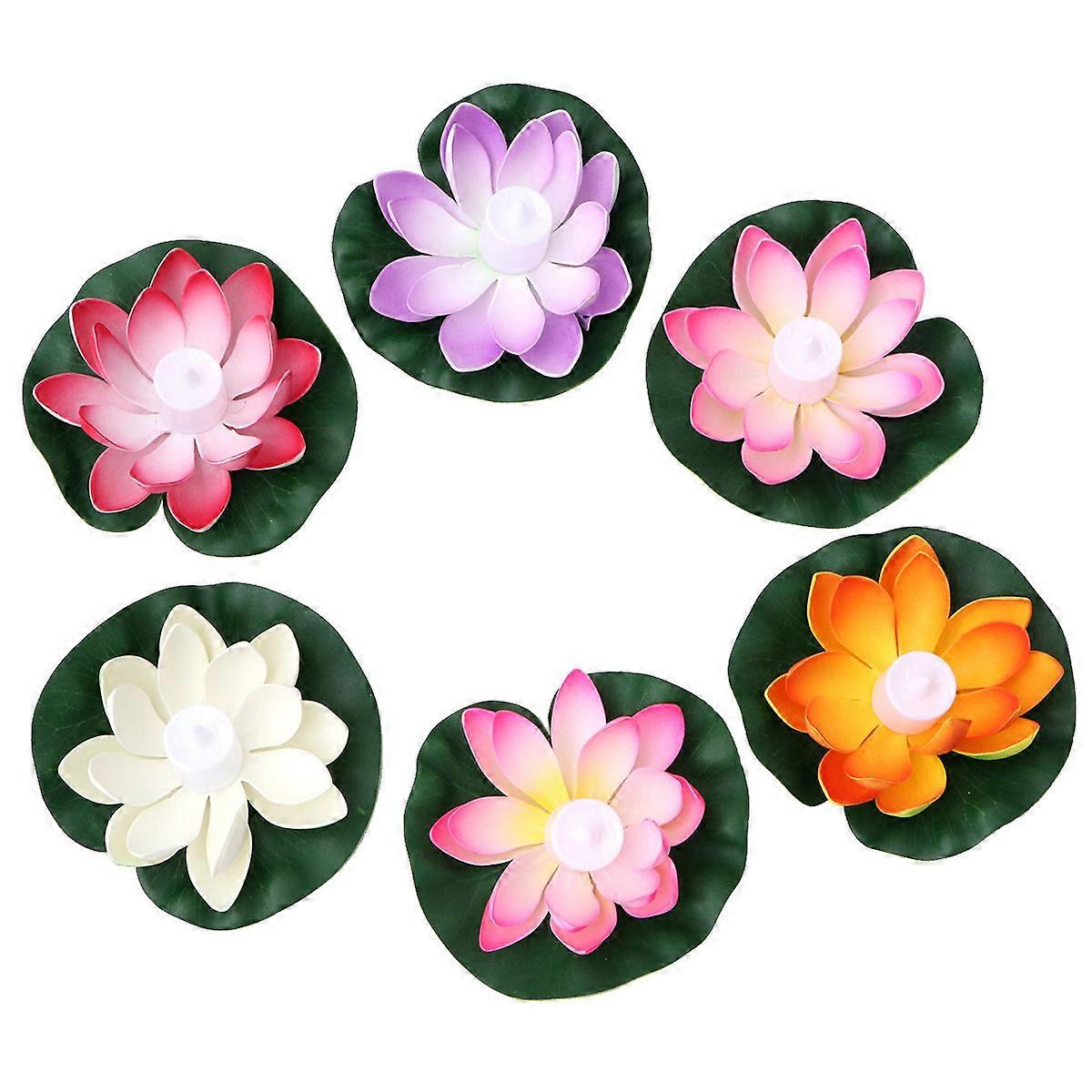 Bougies chauffe-plat led lotus simuler une véritable flamme de bougie pour les festivals 6Pcs