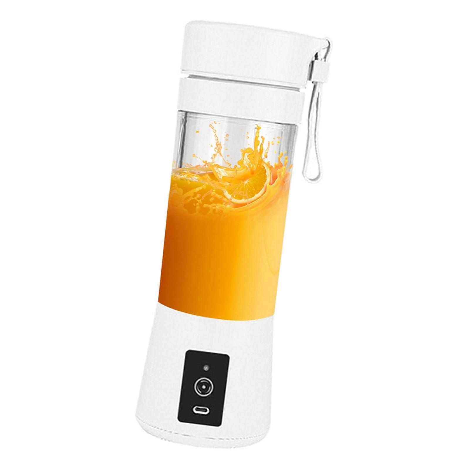 mixer with rechargeable battery, 6 blades, 2in1 design, for shakes and smoothies, USB travel fruit mixer (WHITE)