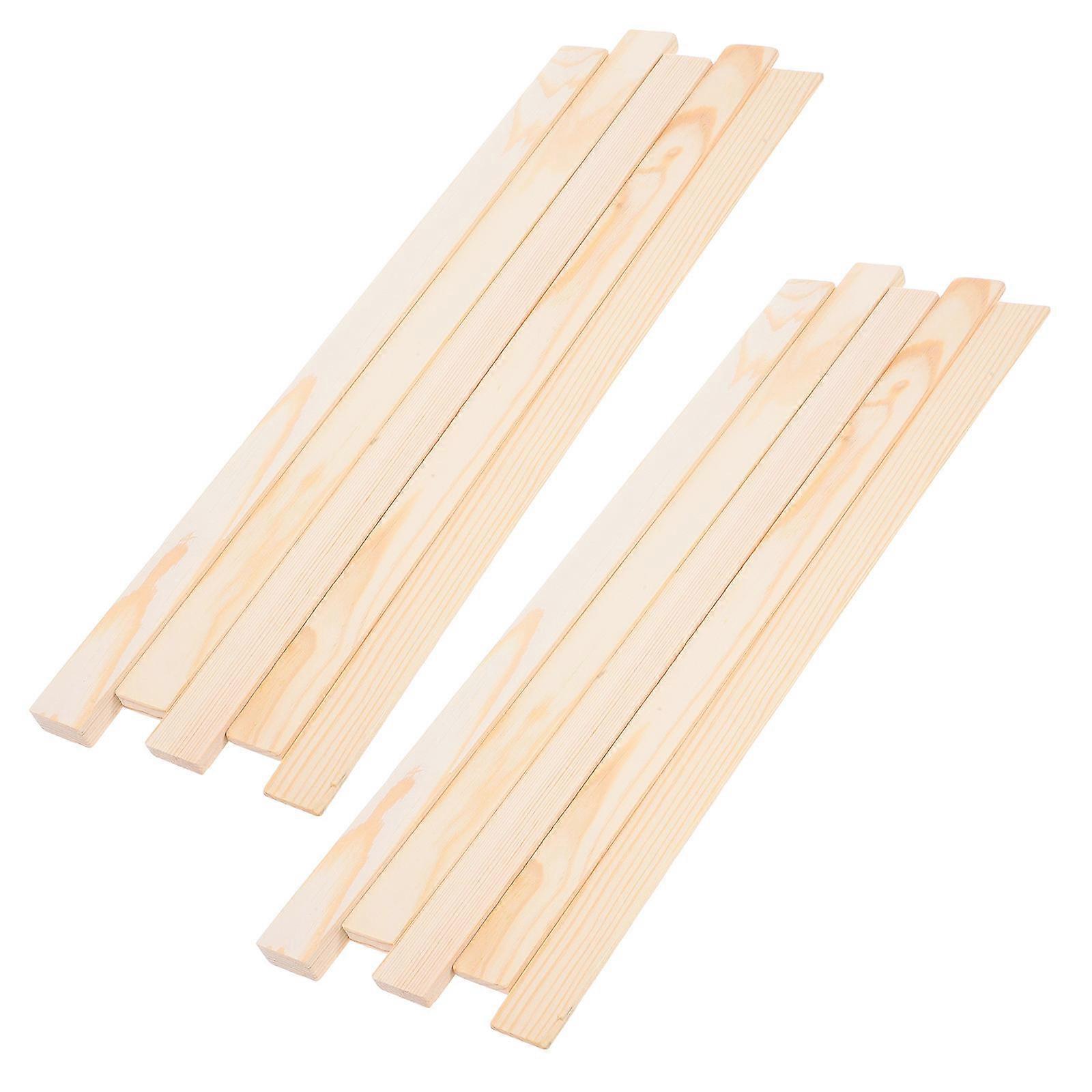 Clay Shaping Pottery Teaching Rolling Mud Stick Guide Wooden Rolling Pin Art Classes Light Yellow 40.00X2.50X1.00CM 10Pcs