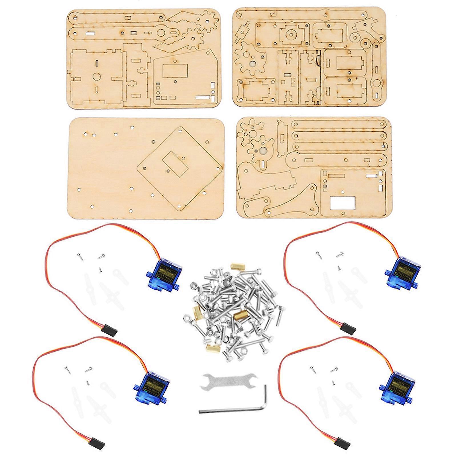 Wooden Robotic Mechanical Arm 4 Degrees of Freedom Sg90 Servo for RPi SNAM1500