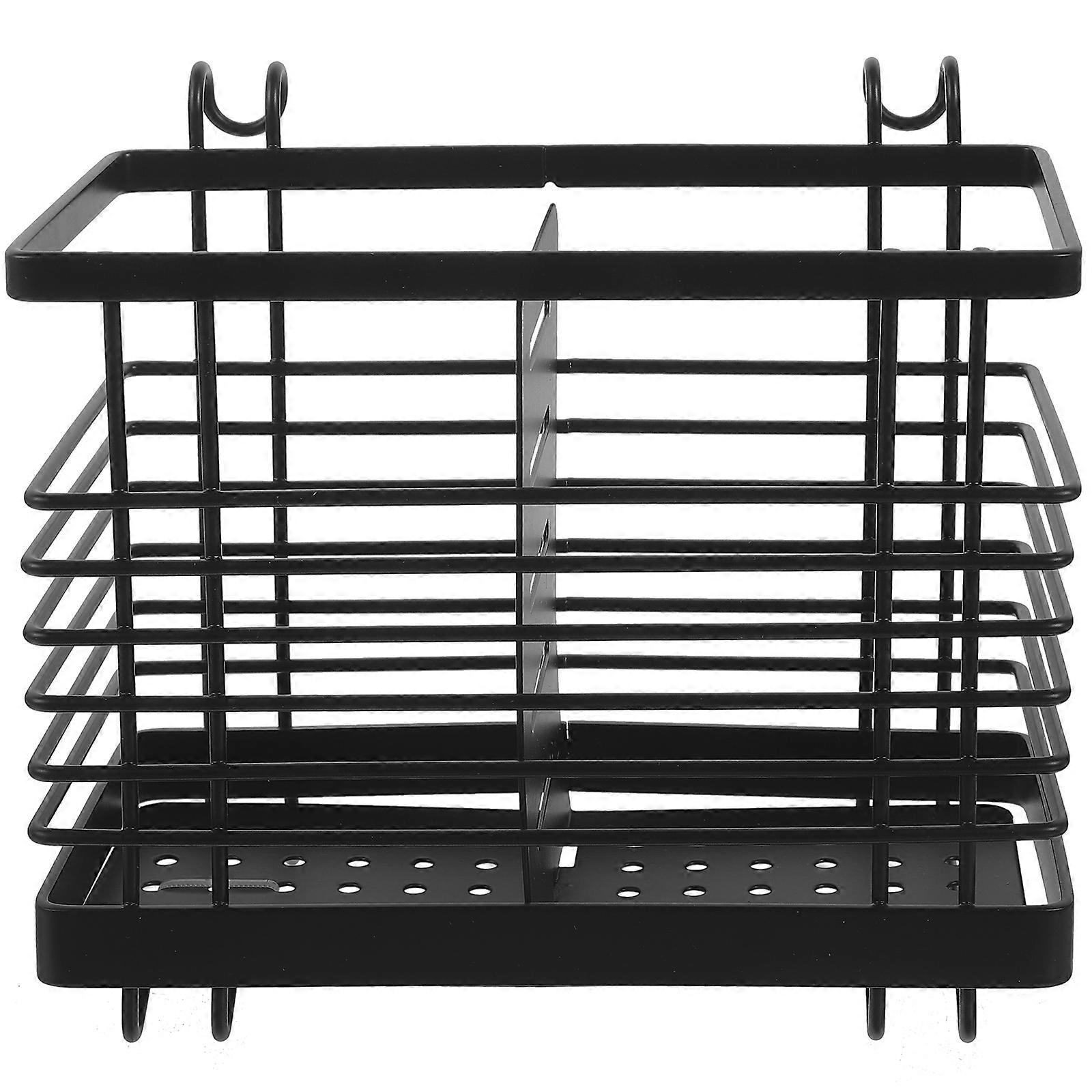 Black Chopstick Holder & Utensil Drying Rack – Kitchen Storage Organizer for Chopsticks, Forks, Spoons & Silverware – Space Saving Desktop Basket