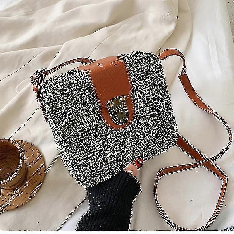 Sac de paille en rotin d'été pour femmes Sac à bandoulière fait à