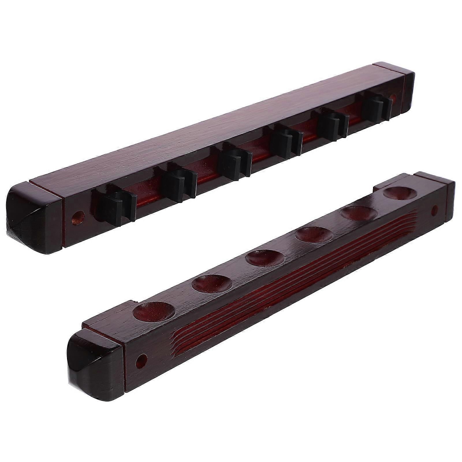 Wall Mount Pool Stick Rack Billiard Accessories Dark Brown Storage 1Set