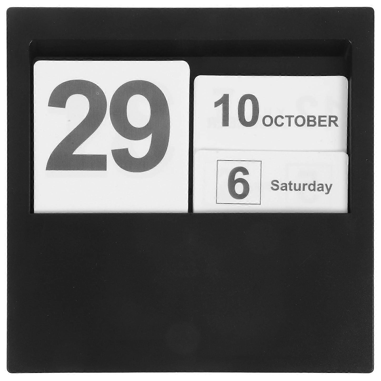Office Decoration Perpetual Calendar Rectangular Blocks Black Color For Table Decor Reusable 1Set