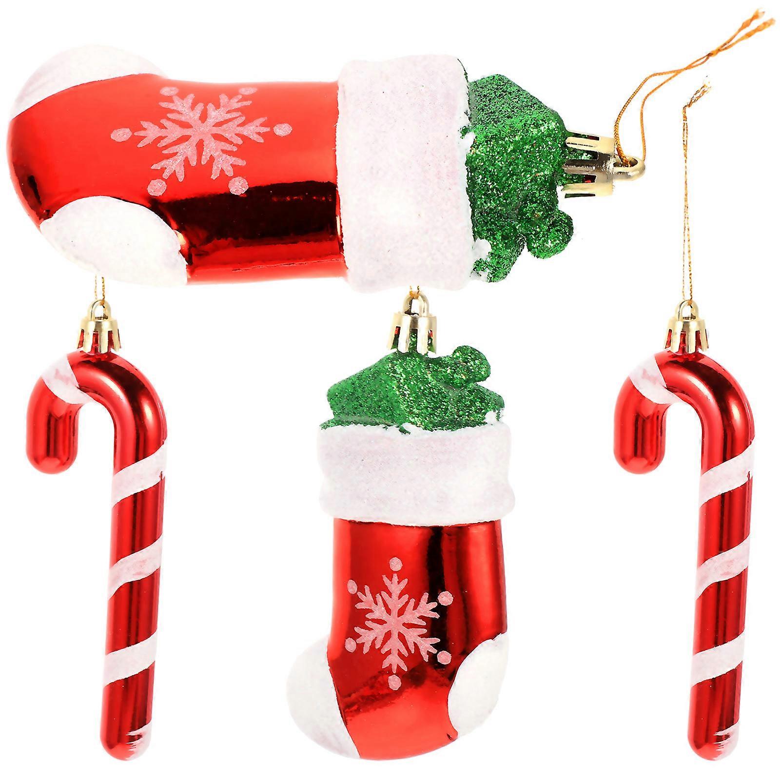 Hanging Ornaments Tree Decorations New Year Party Accessories Plastic Material Red Color 4Pcs