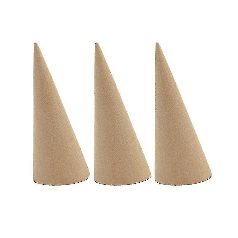 3pcs wooden large tilted cone ring display rack holder cabinet display rack (khaki)