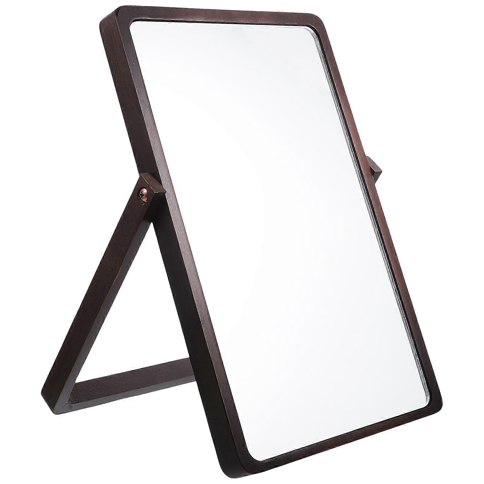 Portable Mirror Single Side Desktop Mirror Wooden Foldable Household Makeup For Desk 31X22X2CM High Definition Reflection 1Pack