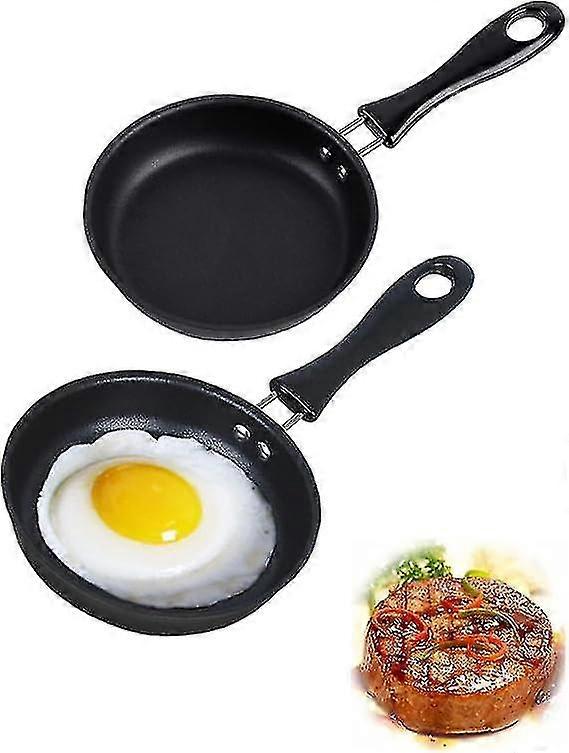Mini Frying Pan 12cm, Small Nonstick Skillet, Compact Omelette Pan, Mini Cookware with Insulated Handles for Bacon, Steaks, Eggs (2-Pack)