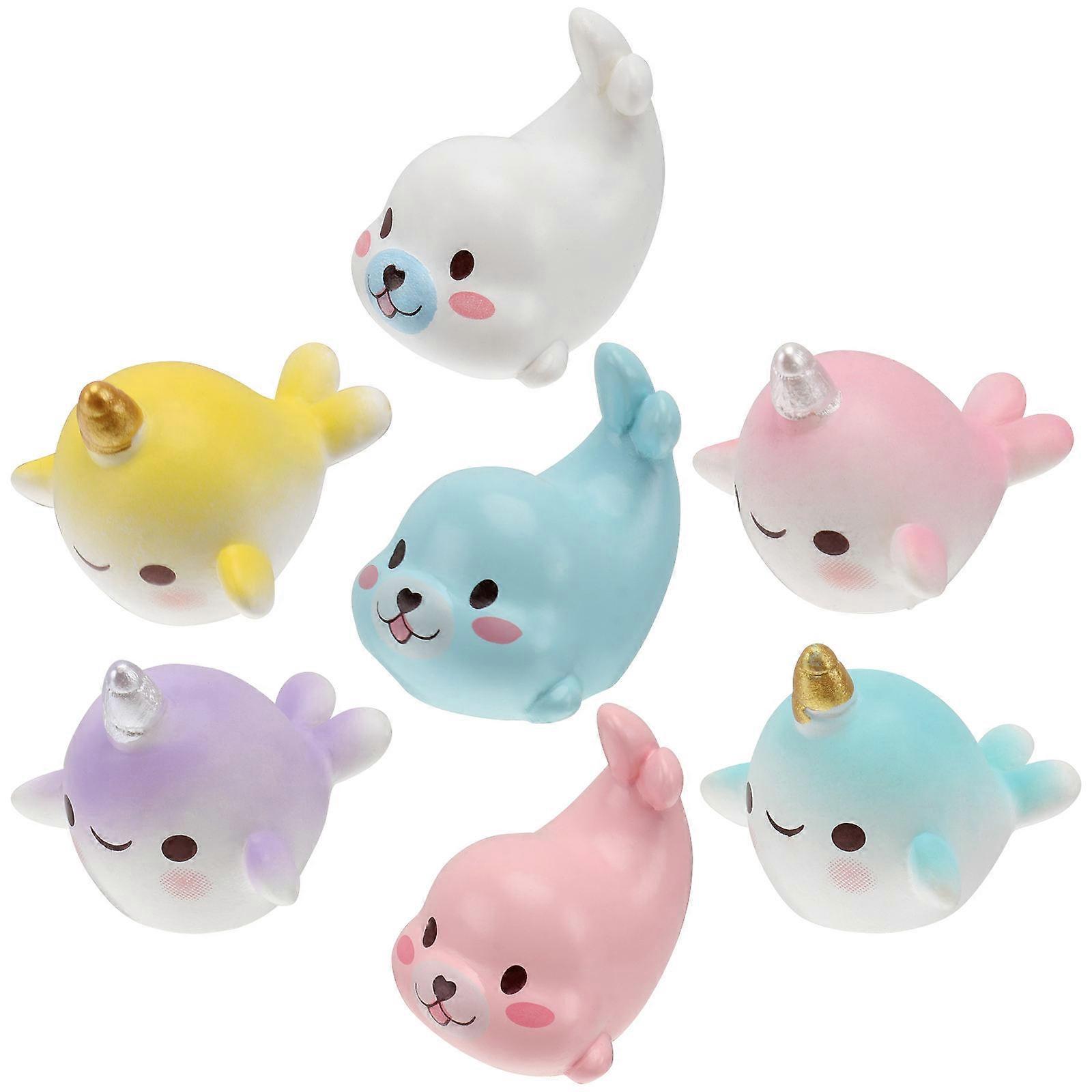 Fishtank Decor Mini Landscape Seal Decors Assorted Color 7Pcs