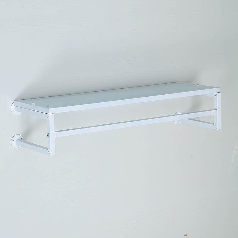 Wall Mounted Clothes Rack with Shelf, Gold Industrial Pipe Clothes Rack, Heavy Duty Clothes Rail, MultiPurpose Clothes Rail, White, 100 cm