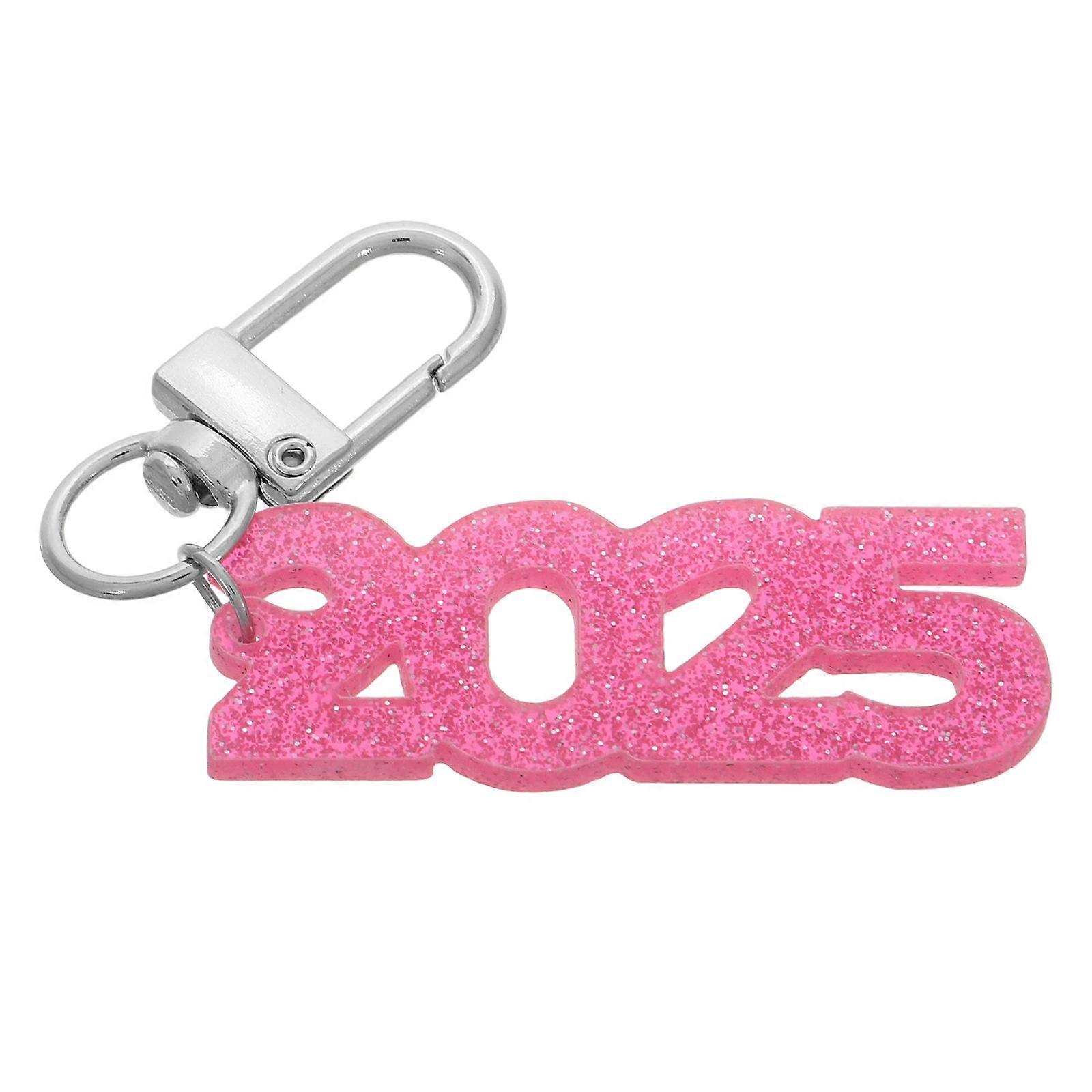 New Year Party Accessory Number 2025 Keychain Cute And Acrylic Key Ring Handbag Pendant Stylish Design Pink 1Pack