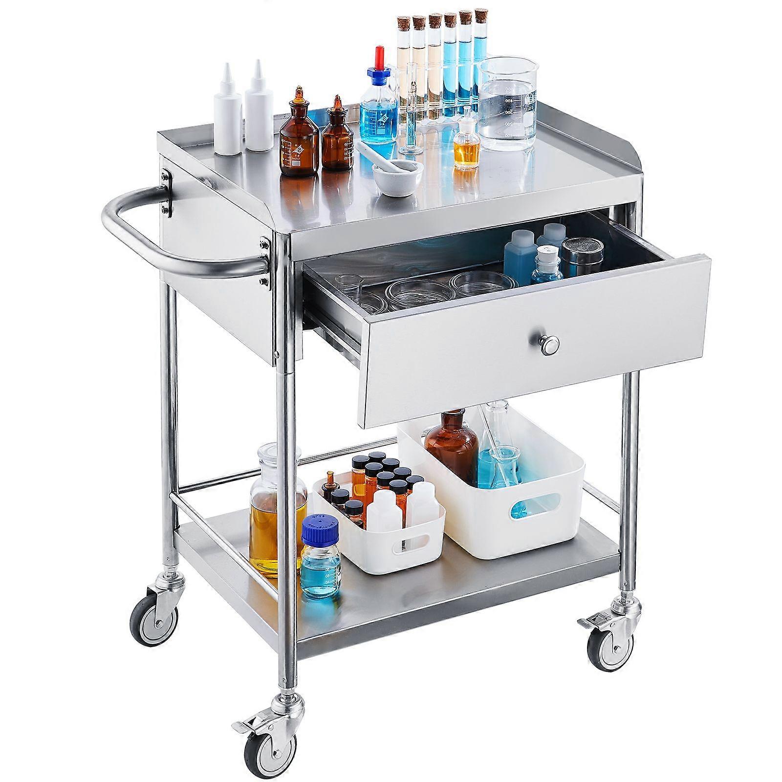 Carrello medico, carrello in acciaio inossidabile a 2 strati220 libbre, per laboratorio, clinica, cucina, salone