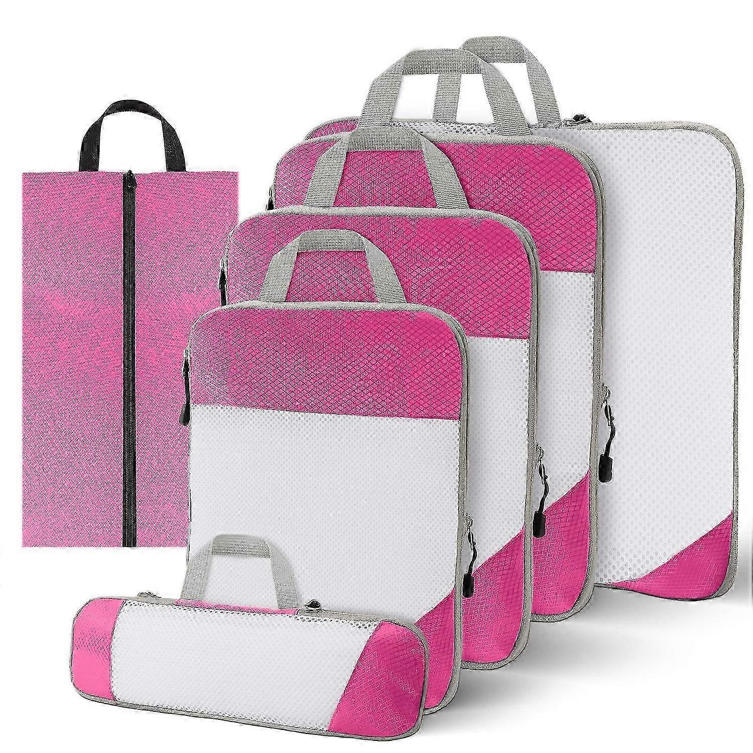 6st kompression bagage packningssats för kläder och underkläder mesh förvaringspåsar