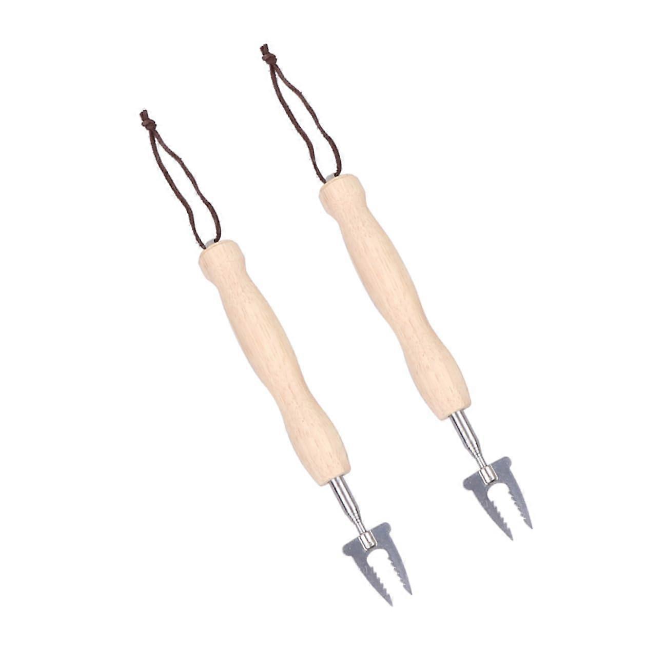Set of 2 Barbecue Forks 2-Prong Meat Forks Forged Stainless Steel Roasting Sticks for S'mores and Camping Grill