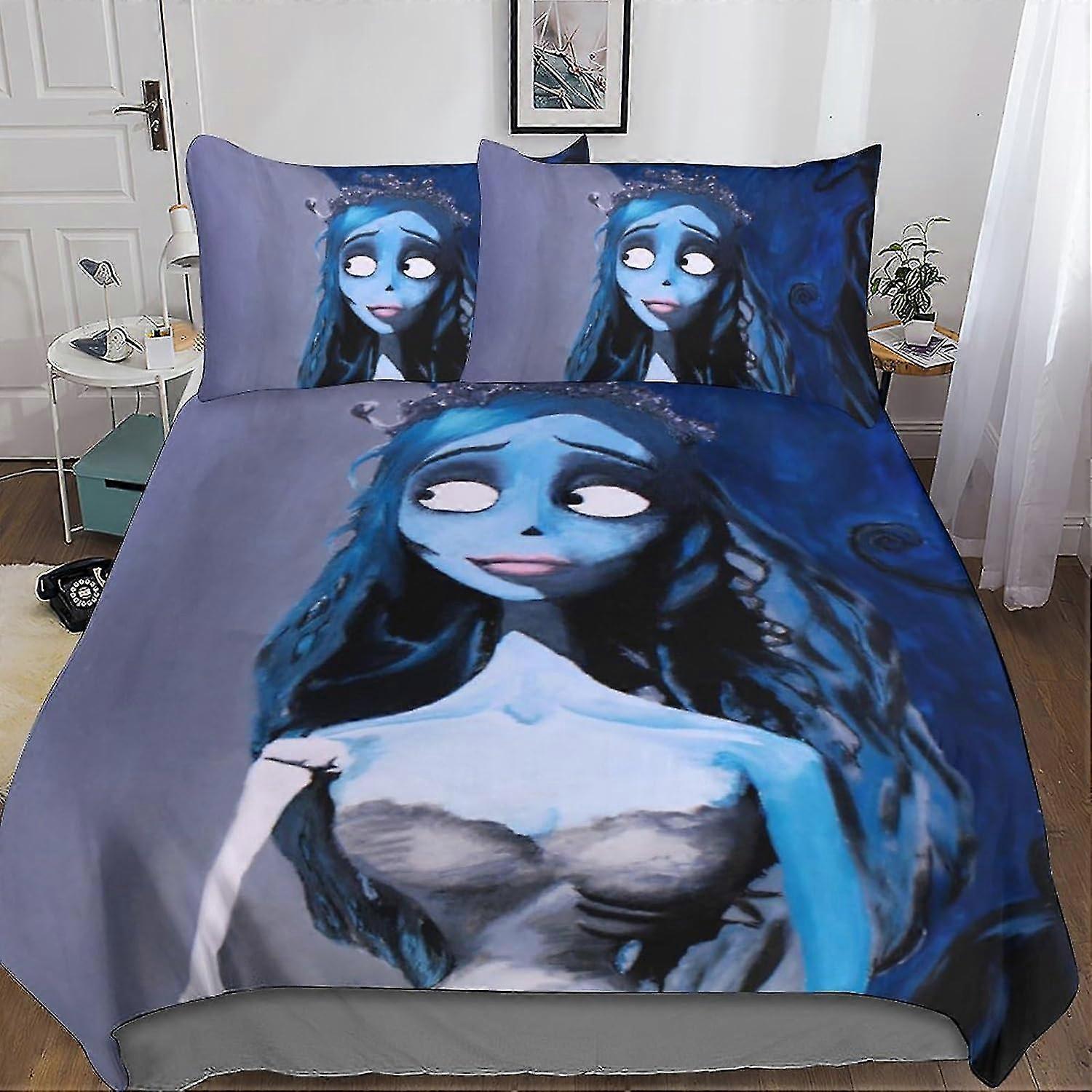 3D Printed Duvet Cover Set with Pillowcases and Zipper Closure, Hypoallergenic Soft Microfiber Skull Quilt Cover