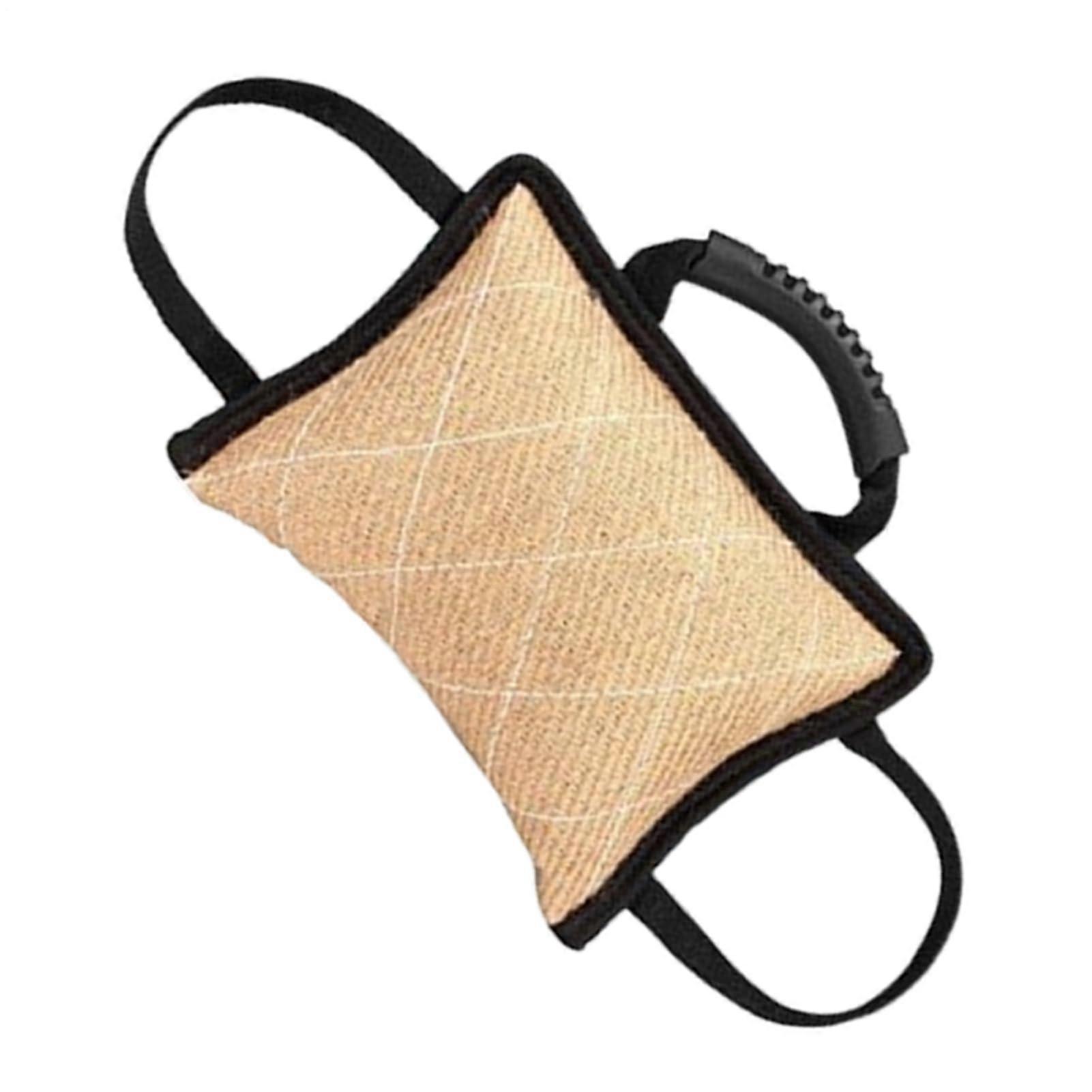 Dog bite cushion with silly toy handle for puppies and large dogs  DR Khaki