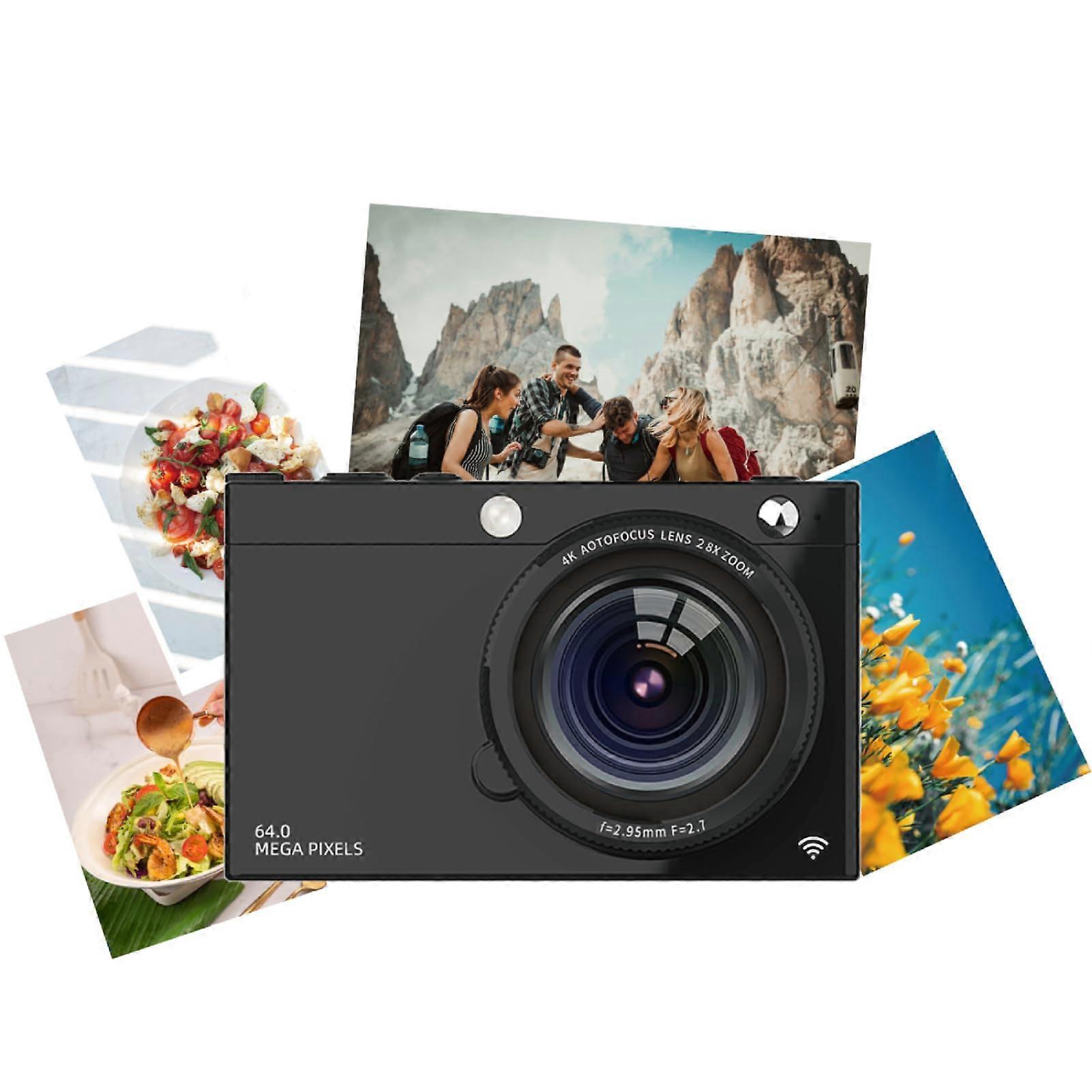 4K Digital Camera, 64MP Auto Focus, 28X Zoom, Retro Filter, WiFi, 3600mAh