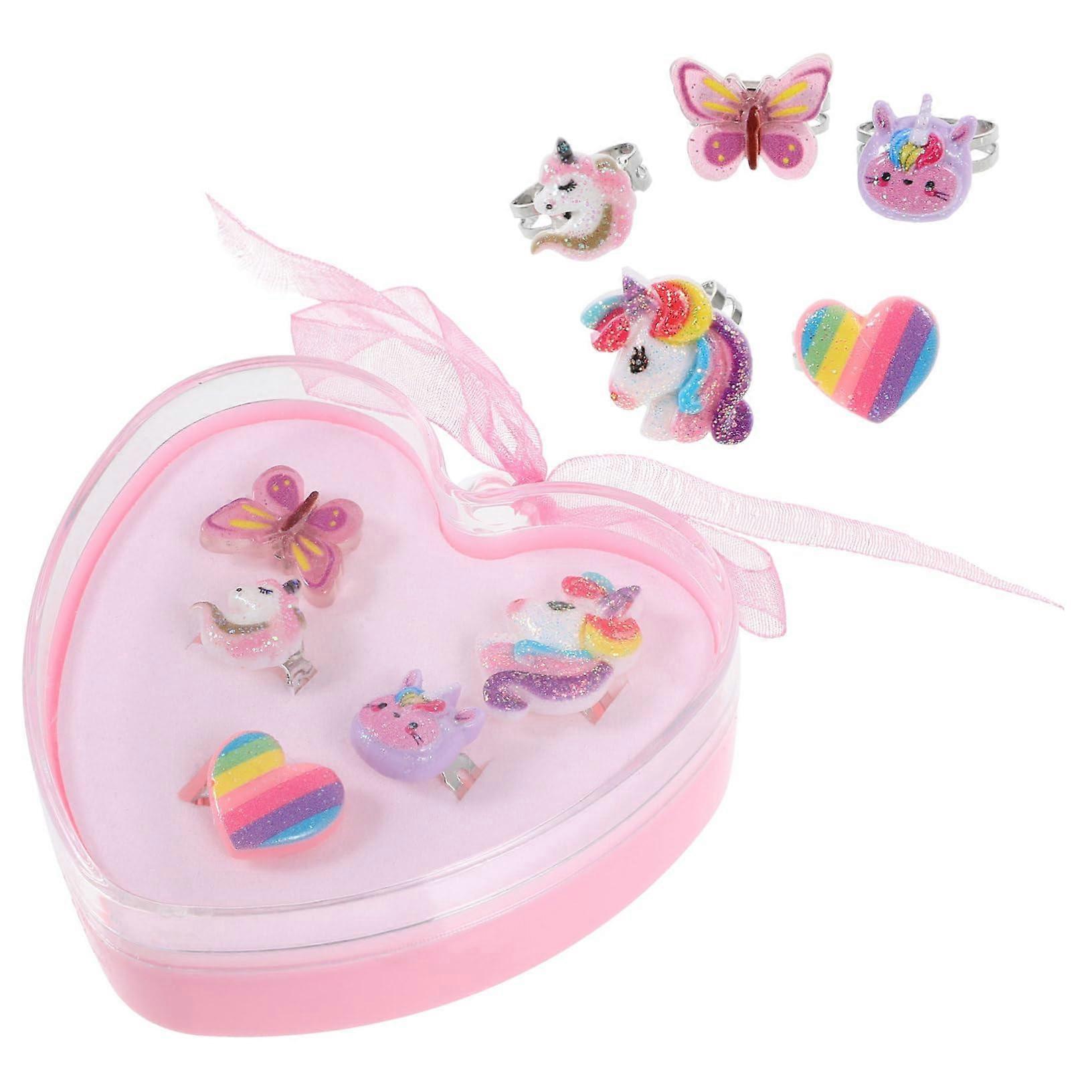 1 boks Einhorn Ring Barnesmykker Barneringer for jenter