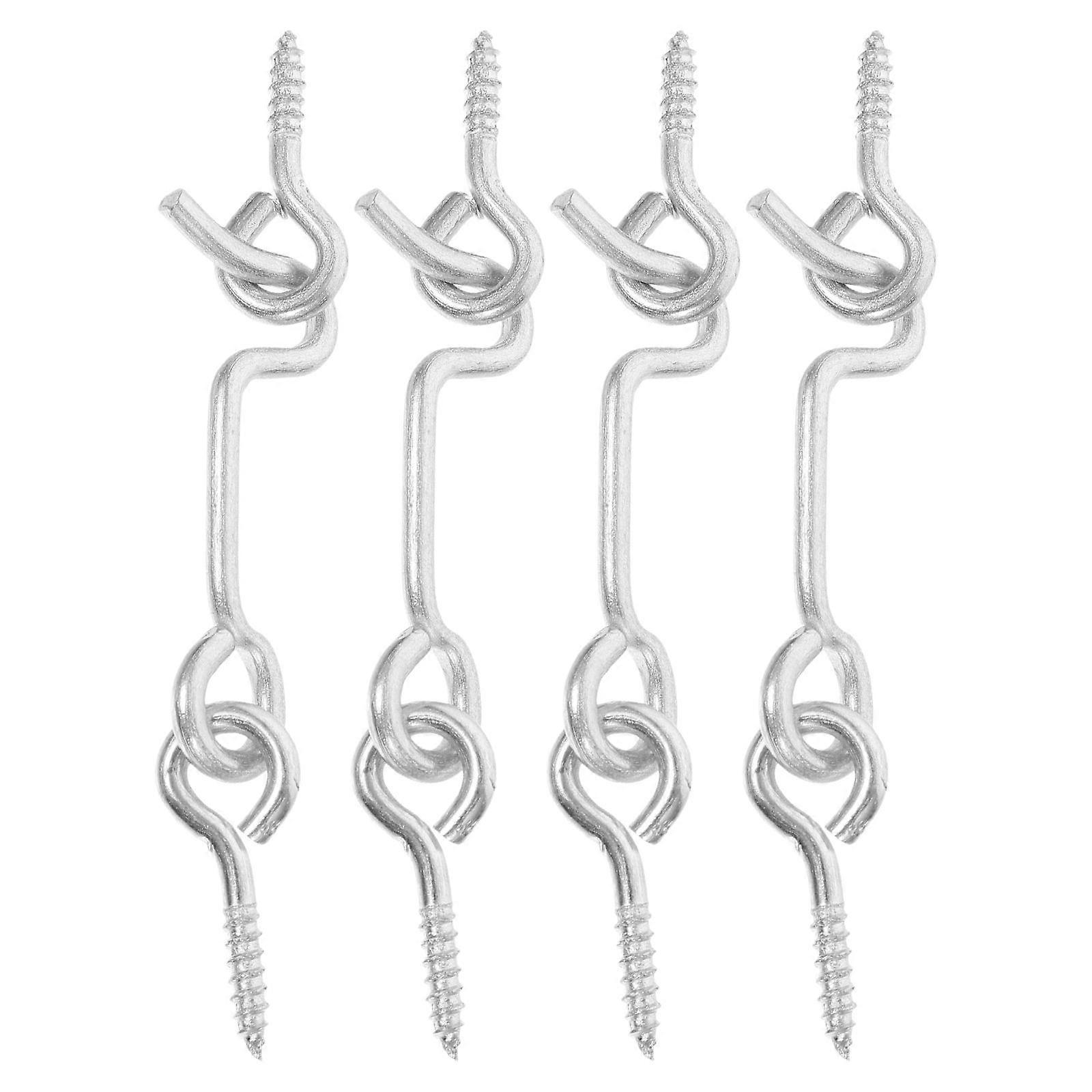 4 Sets Hook and Eye Latch, Carbon Steel Door Lock for Windows and Cabinets, Durable Safety Latch with Screw Fixings for Windproof and Silent Operation