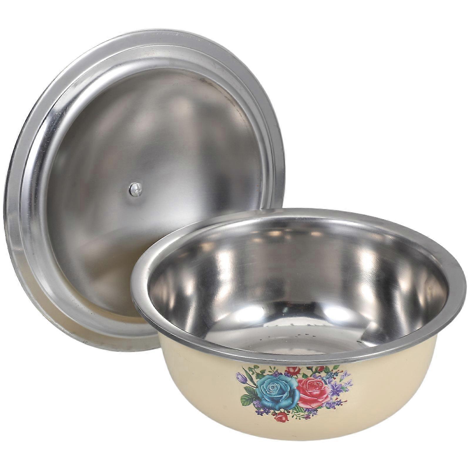 Retro Design Enamel Pans with Lids for Food Storage and Salad Washing Home Users 1Set