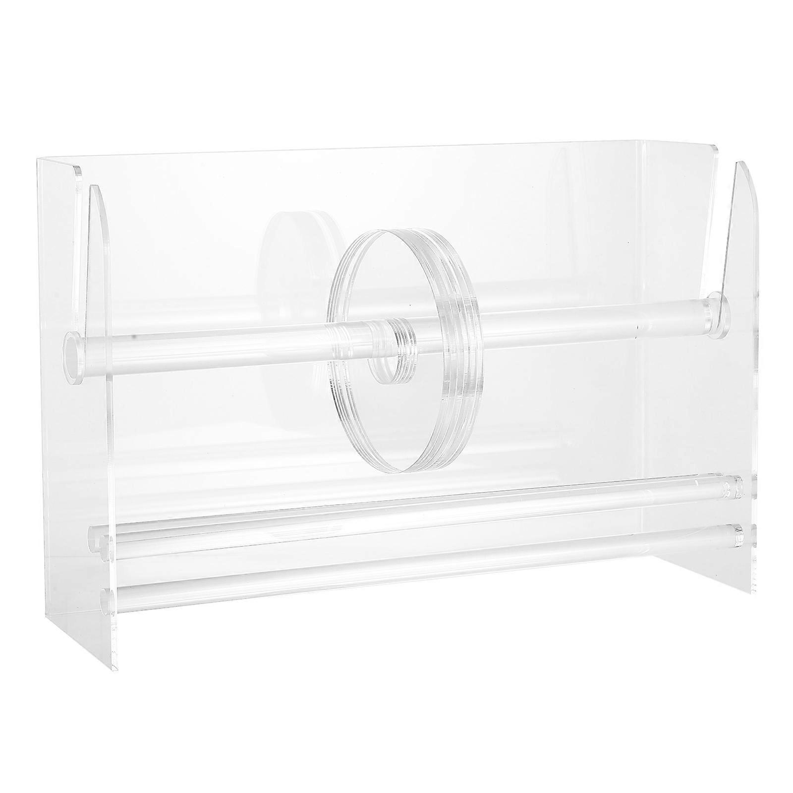 Adjustable Acrylic Label Dispenser with Compartments, Clear Tape Roll Holder, Desktop Organizer Stand for Sticker Rolls, Label Holders for Office Use