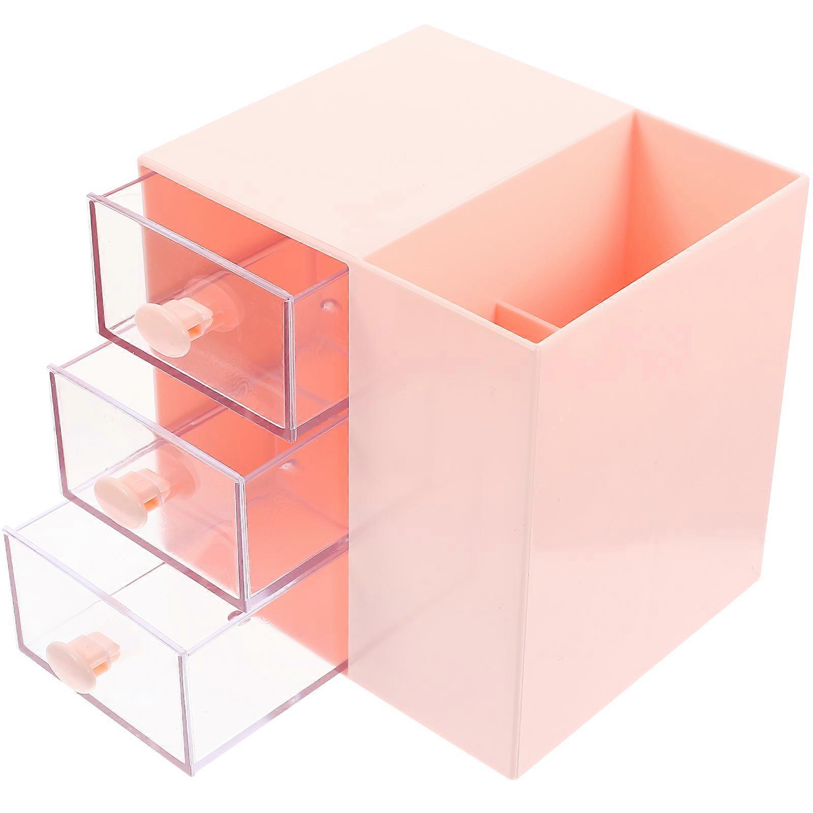 Stylish Pink Desktop Makeup Organizer – Multi Purpose Cosmetic Storage Box for Lipsticks, Skincare & More, Ideal for Office or Bathroom Use