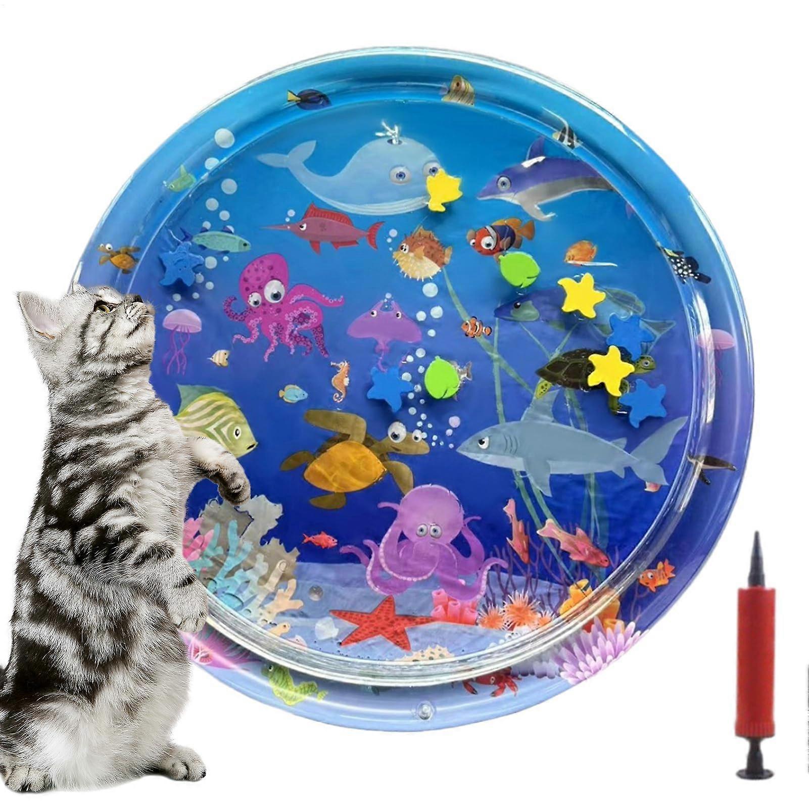 Katzen-Wassermatte 90x90x10cm – Verdickte Interaktive Spielmatte Mit Wassersensor Für Innenhof Balkon Und Hinterhof