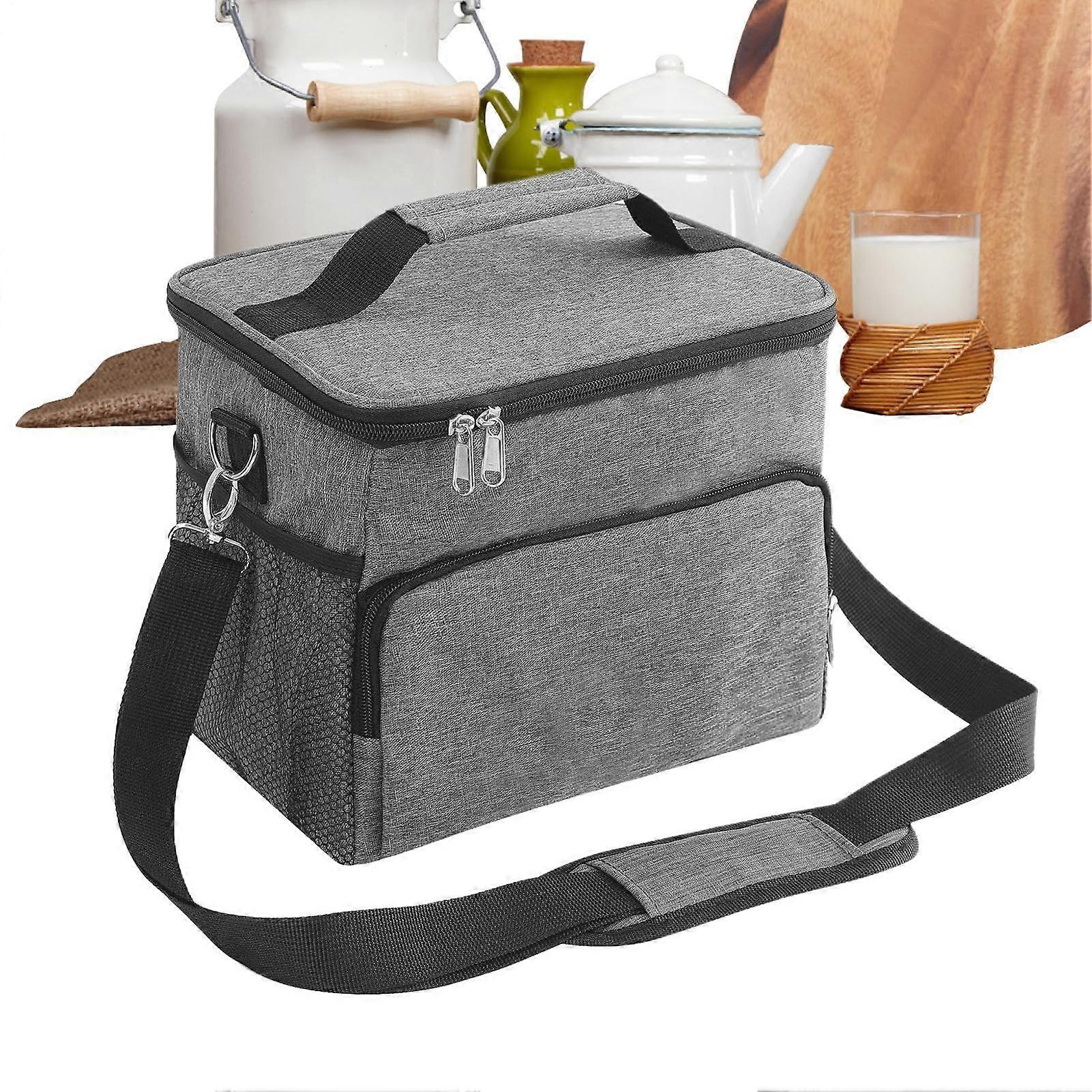 Insulated Lunch Box Gray, Portable Soft-Sided Food Tote, Leak-Proof Design for School, Work, Beach, Daily Use