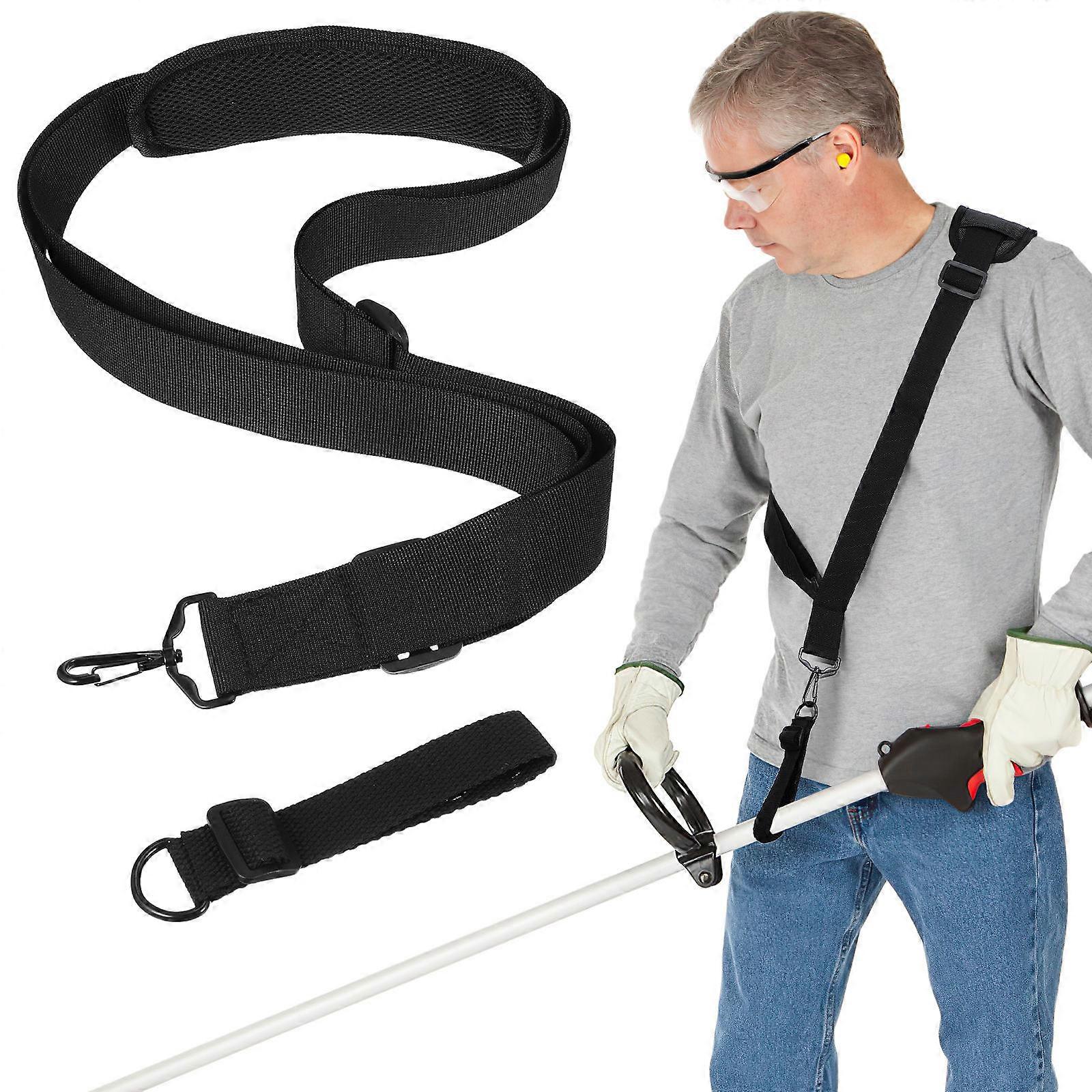 Black Adjustable Lawn Mower Shoulder Strap for Grass Trimmer Made of Durable Nylon 1PC