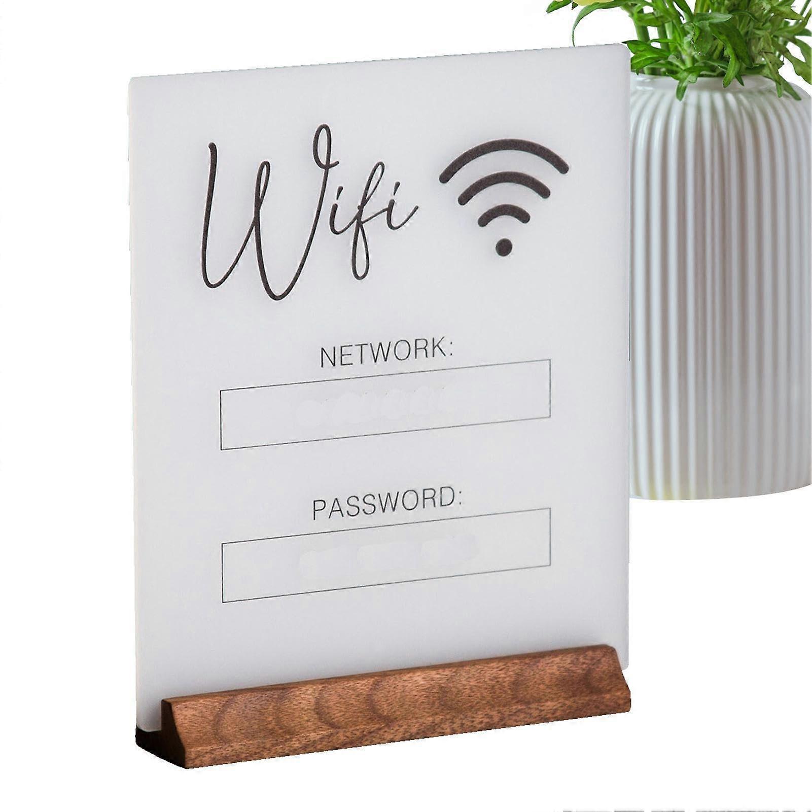 WiFi Table Sign Wooden WiFi Sign for Home and Business Stylish Tabletop – White