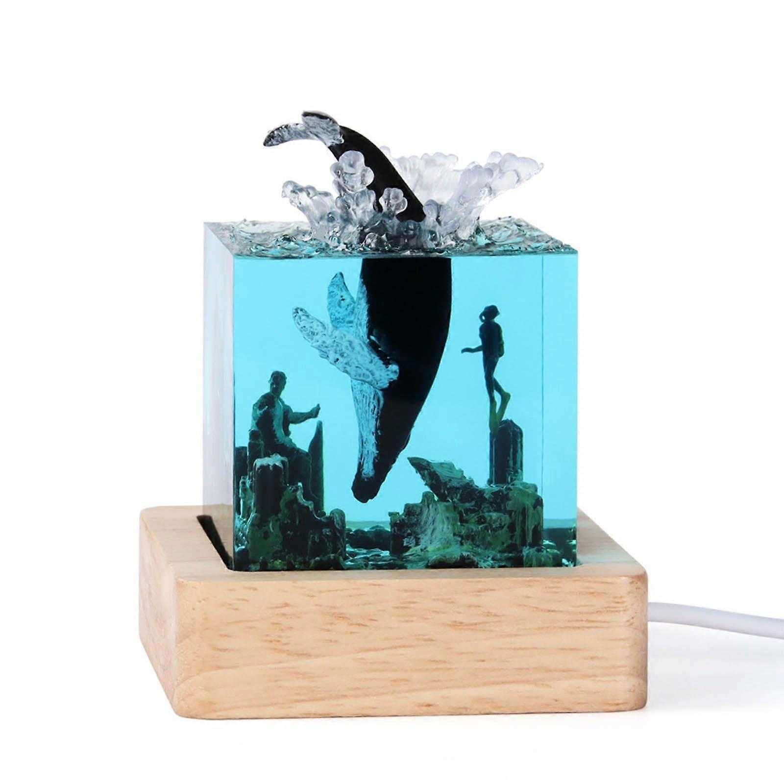 Unique Handcrafted Marine Whale Resin Sculpture Lamp Desktop Ornament for Students and Adults