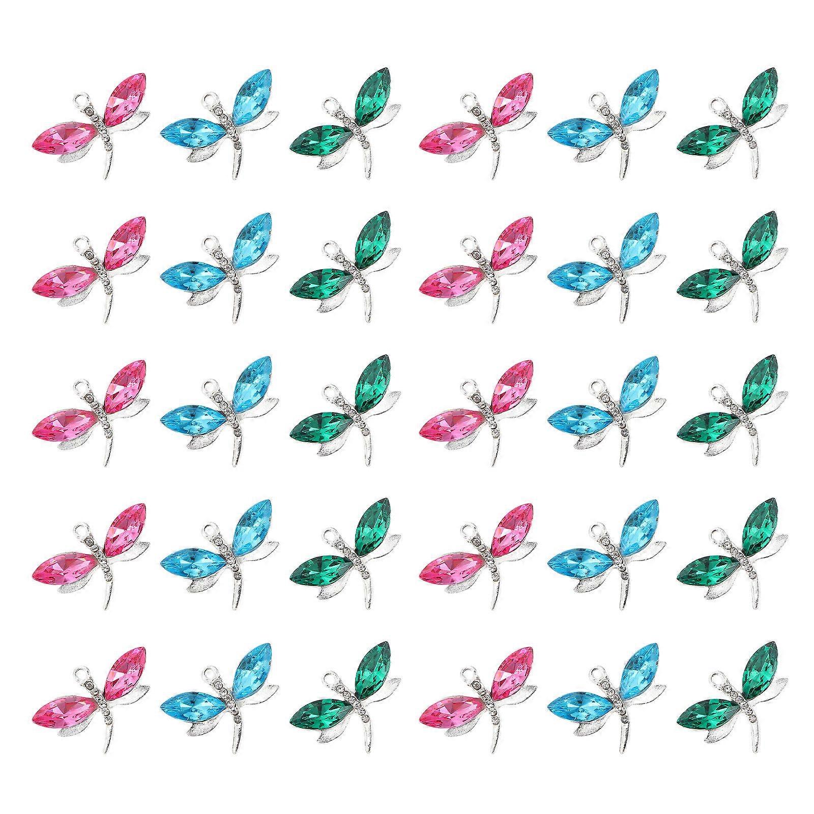 30pcs Dragonfly Charms for DIY Jewelry Making – Earrings & Necklaces Pendants with Smooth Surface for Craft Enthusiasts