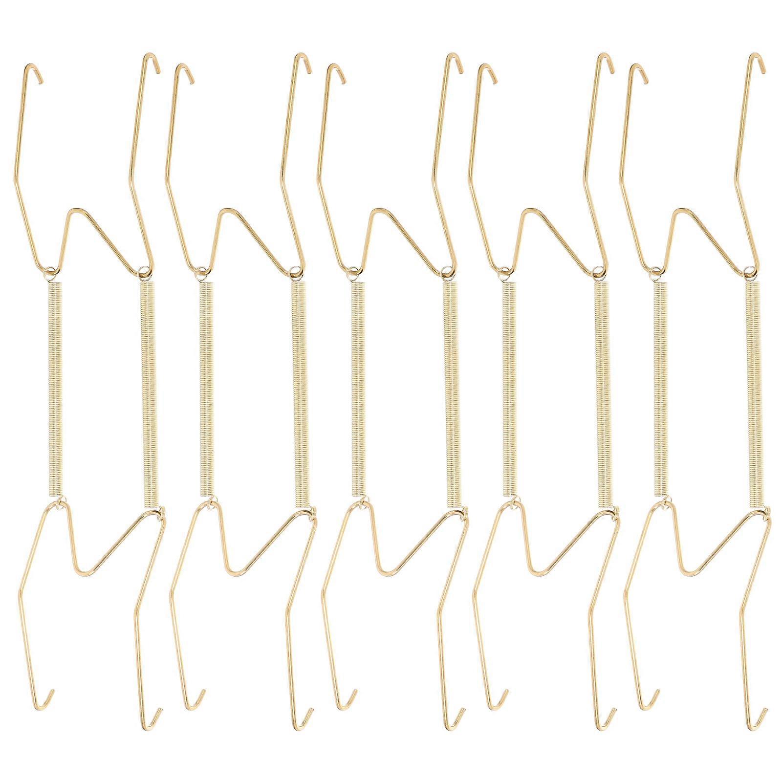 Decorative Wire Plate Hangers Holders W Shaped Design For Home Decor Wall Mounting Golden 6Pcs