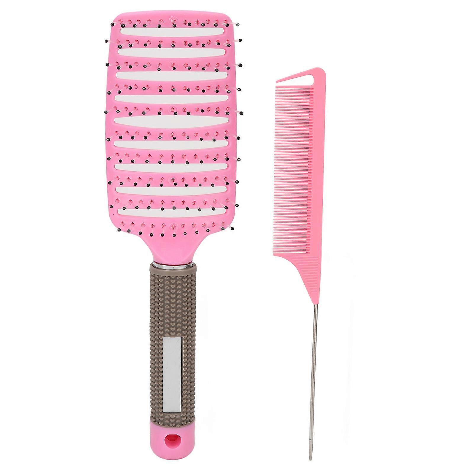 2pcs Nine Row Comb Scalp Massage Slip Resistant Detangling Rat Tail Comb Set for Salon