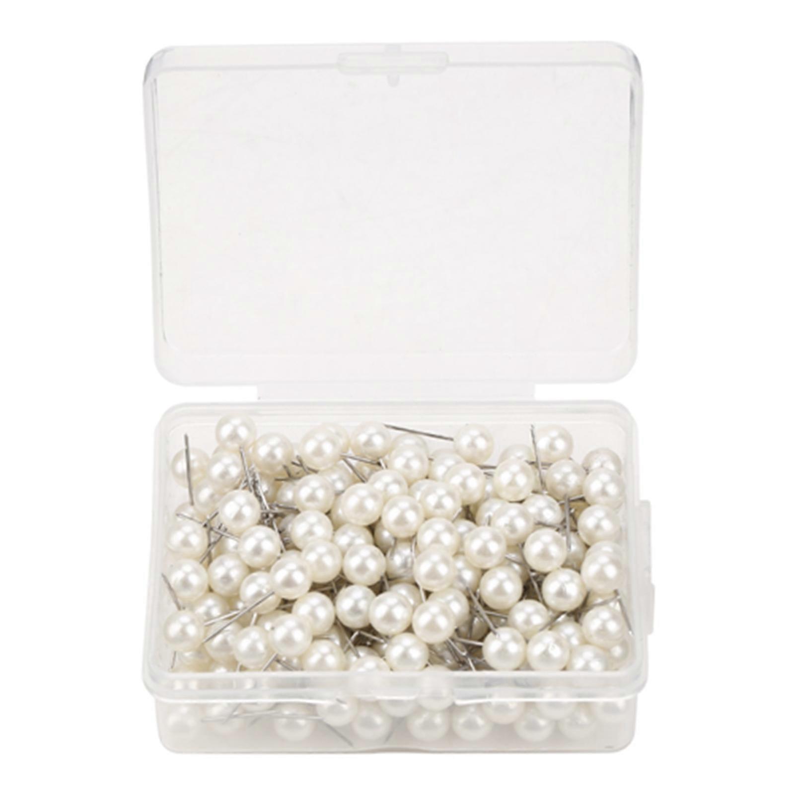 200pcs Round Ball Plastic Pushpin Thumbtack Pins Decorative DIY Tool (White)