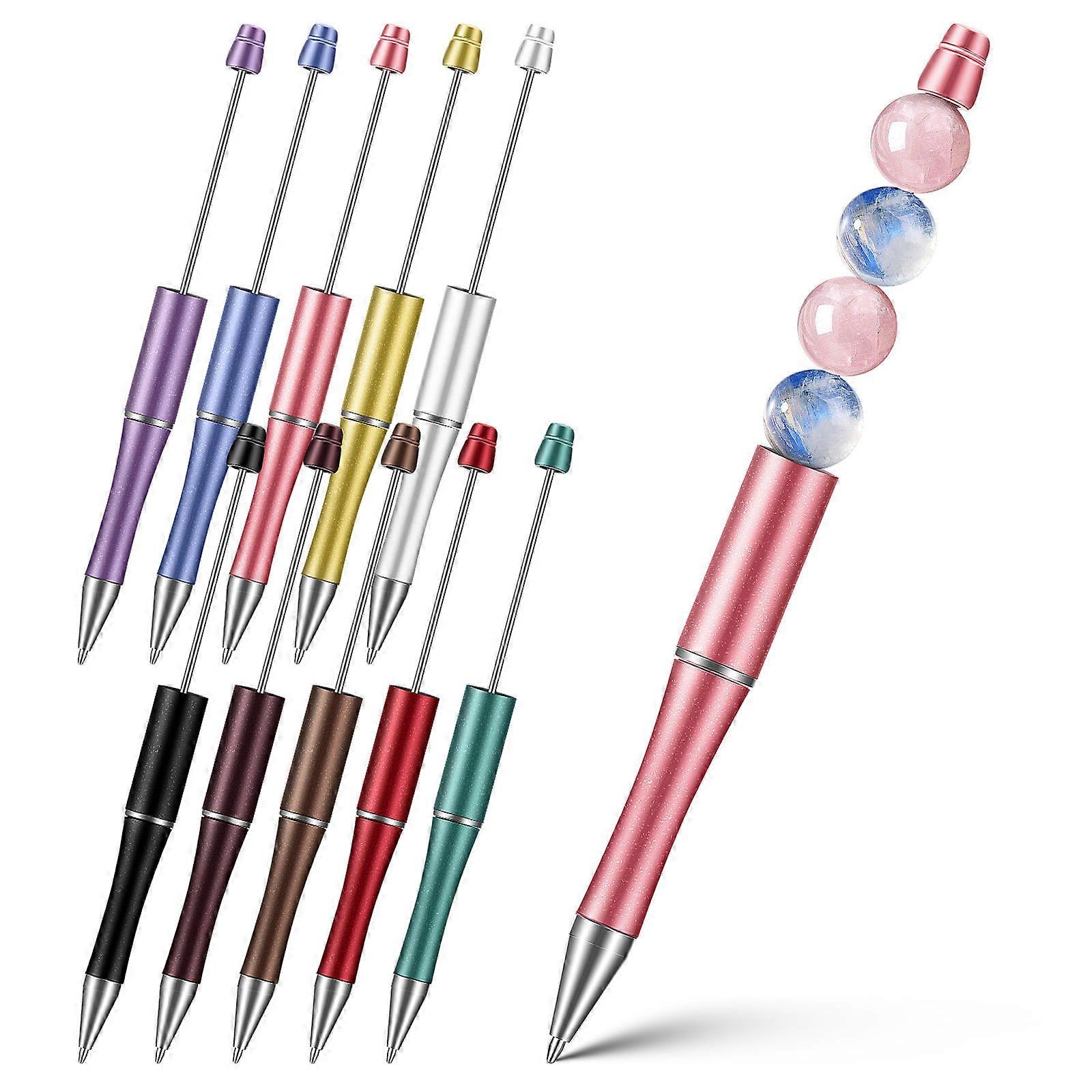 Plastic Beadable Pens Cylindrical Design Diy Projects Writing Instrument For School And Office 14.10X0.80X0.80CM 10Pcs
