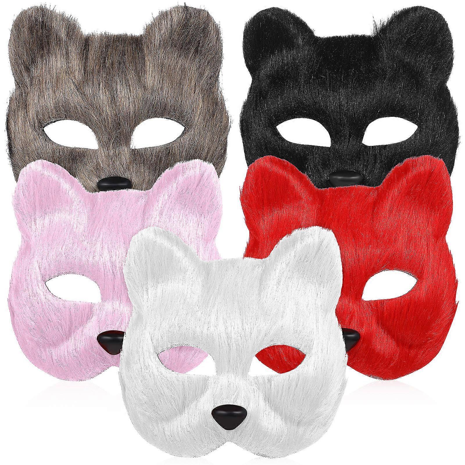 Masquerade Masks Simulation Fox Mask for Family Gathering and Party 5Pcs