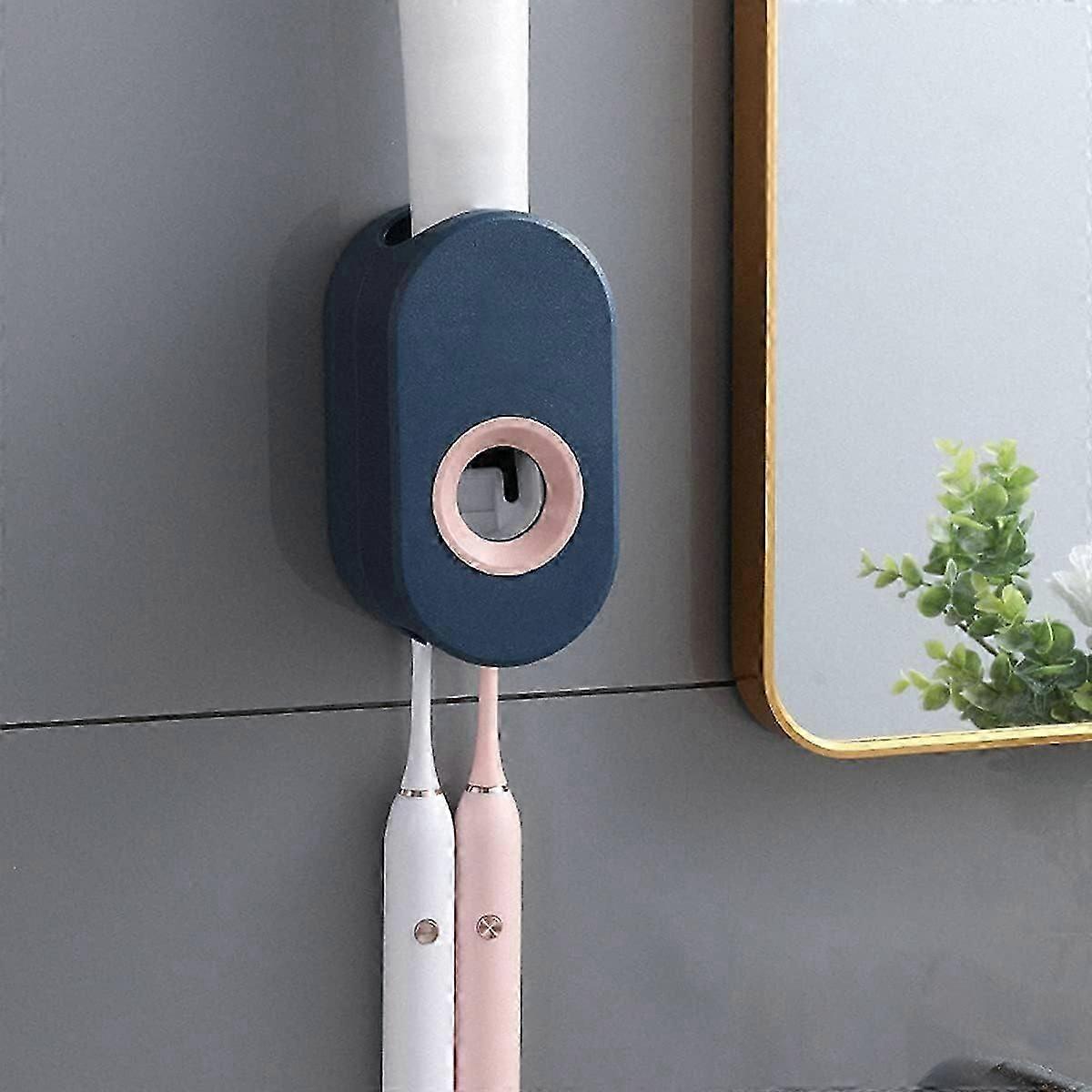 Wandmontierter automatischer Zahnpastaspender mit Halter Organizer Selbstklebende Zahnpasta Squeezer Hände