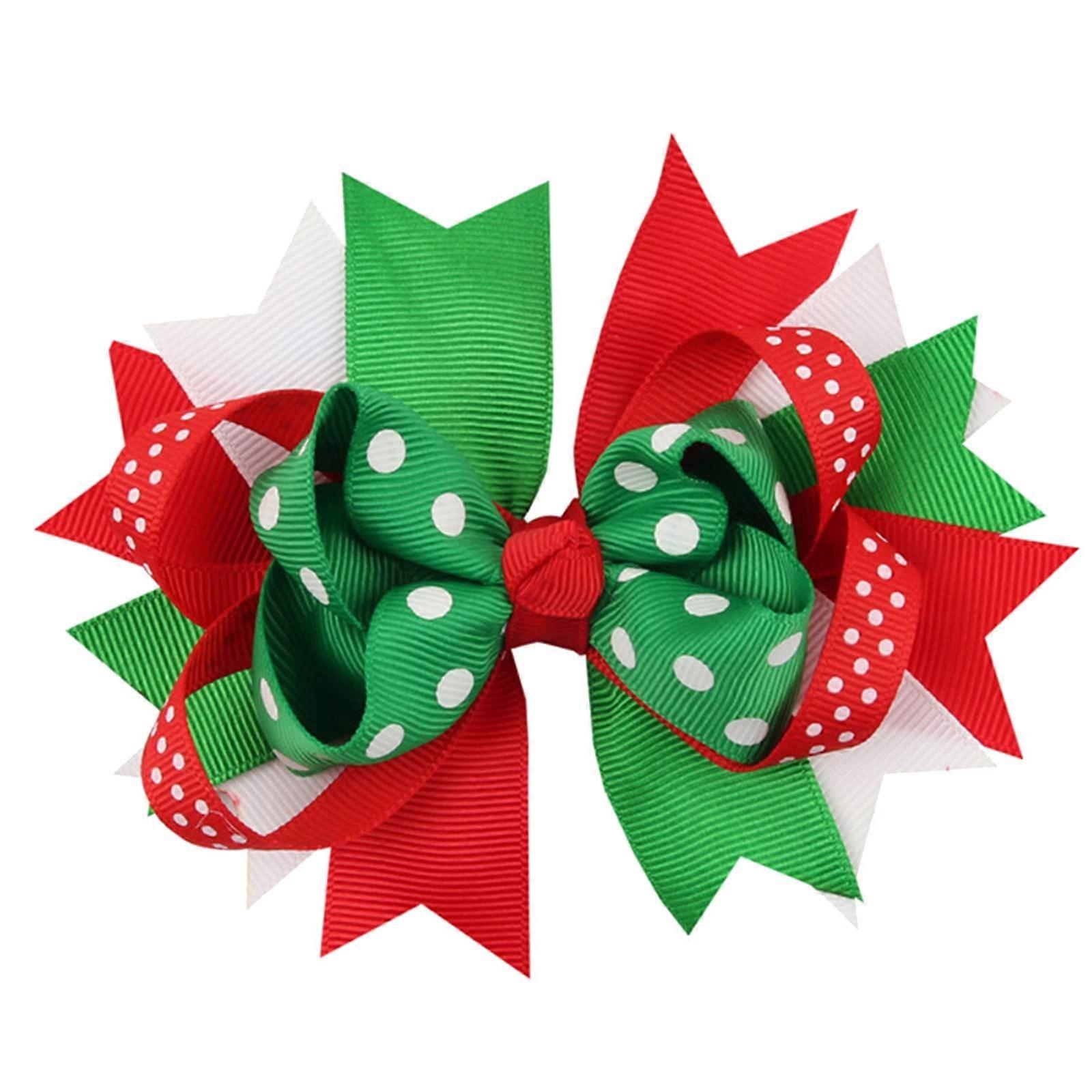 Christmas Bow Hair Pin, Colourful Christmas Bow Hair Accessories for Girls, Snowflake & Christmas Tree Designs, One Size