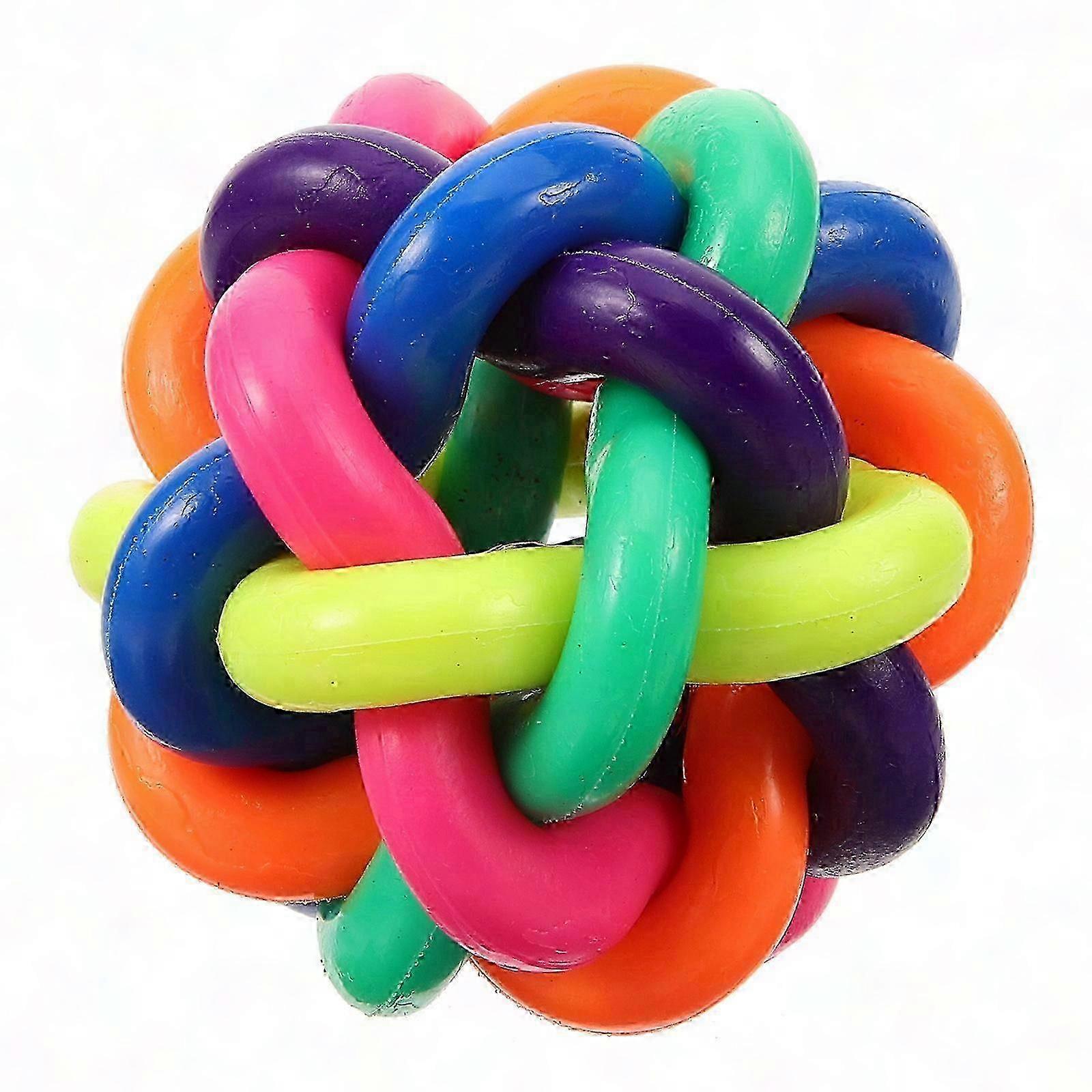 Colorful TRP Ball Cat Dog Toy with Bell - Bite Resistant Rubber Chew Toy for Puppies & Kittens (7.5cm)