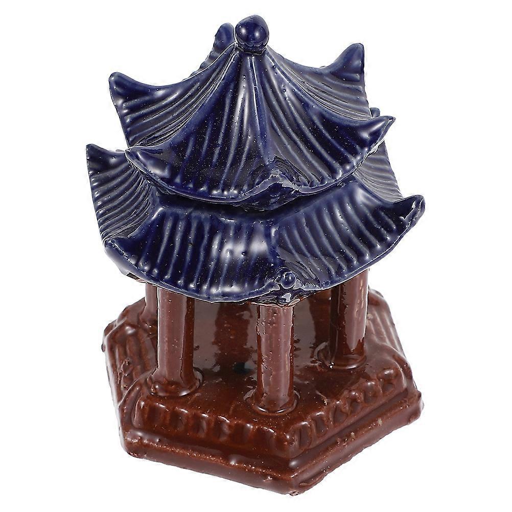 Aquarium Decor Ceramic Pavilion Ornament Double-Layered Pavilion Design For Aquatic Environment Multi-Colored 1Set