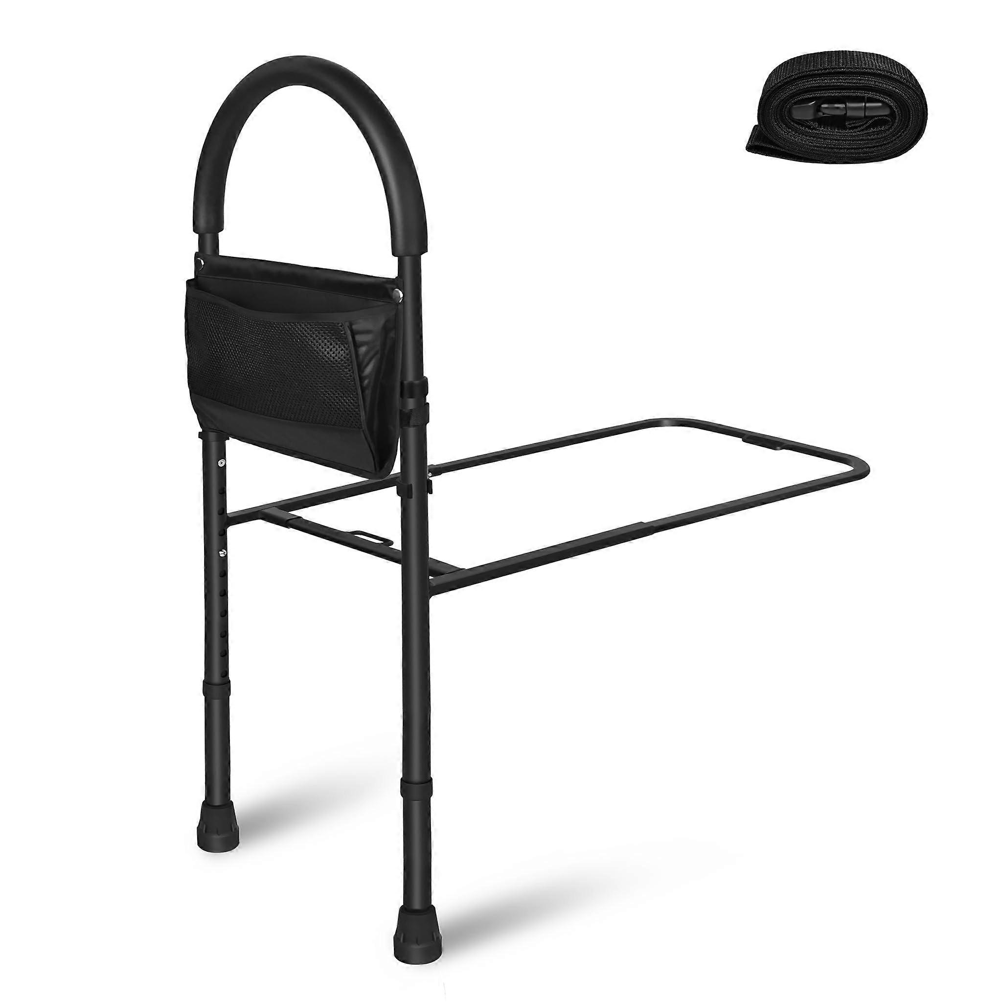 Bed Standing Aid with Height Adjustable Handles 83-113 cm, Non-Slip Bed Rail for Seniors with Storage Bag